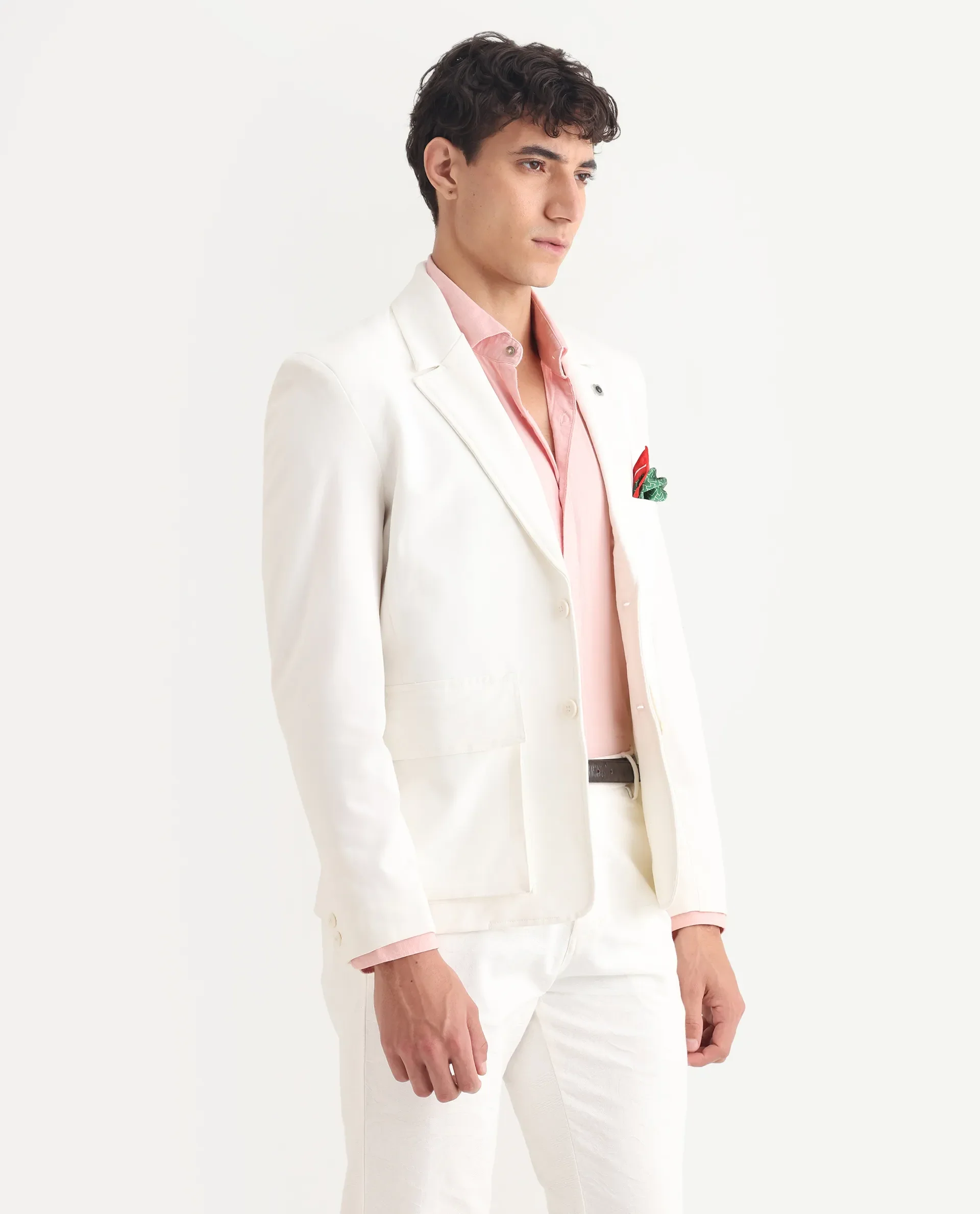Rare Rabbit Men's Zalfo Off White Polyester Plain Regular Fit Full Sleeve Lapel Neck Jacket - Image 5