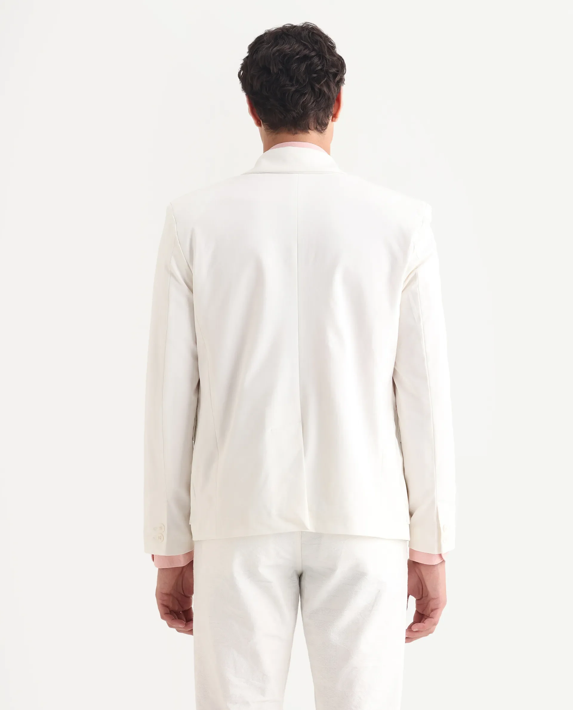 Rare Rabbit Men's Zalfo Off White Polyester Plain Regular Fit Full Sleeve Lapel Neck Jacket - Image 7