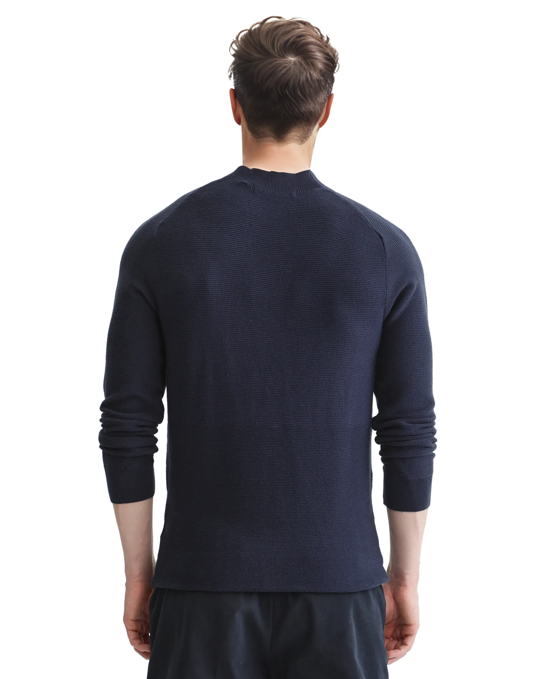 Rare Rabbit Men's Viscose Blend Plain Regular Fit Full Sleeve High Neck Sweater - Image 7