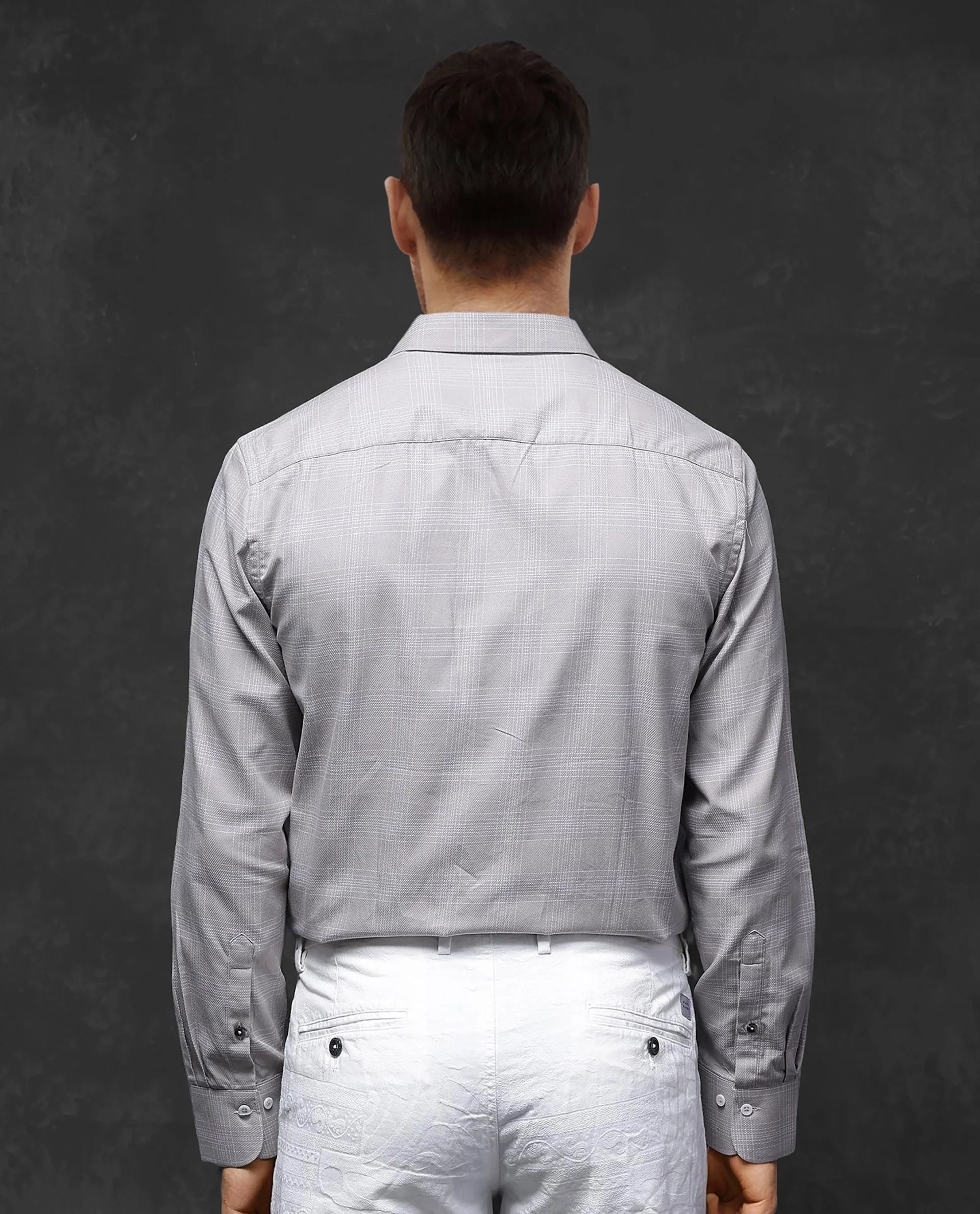 Rare Rabbit Men's Zana Dusky Beige Cotton Checked Print Regular Fit Full Sleeve Collared Shirt - Image 4