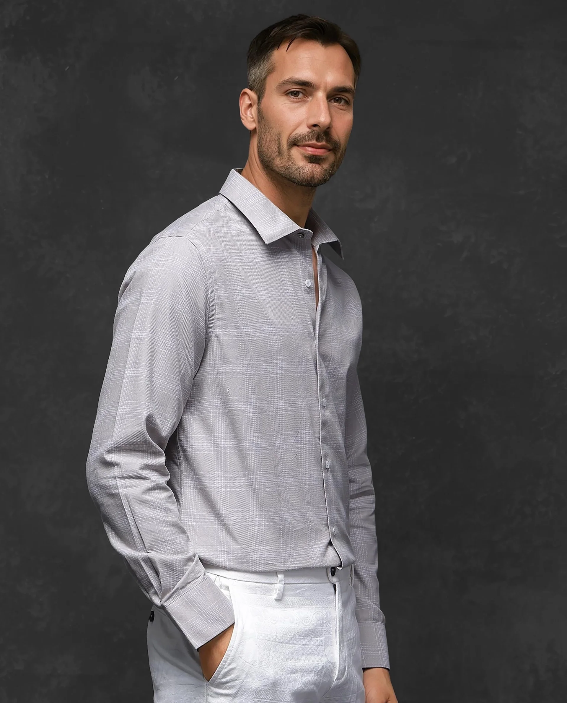 Rare Rabbit Men's Zana Dusky Beige Cotton Checked Print Regular Fit Full Sleeve Collared Shirt - Image 6