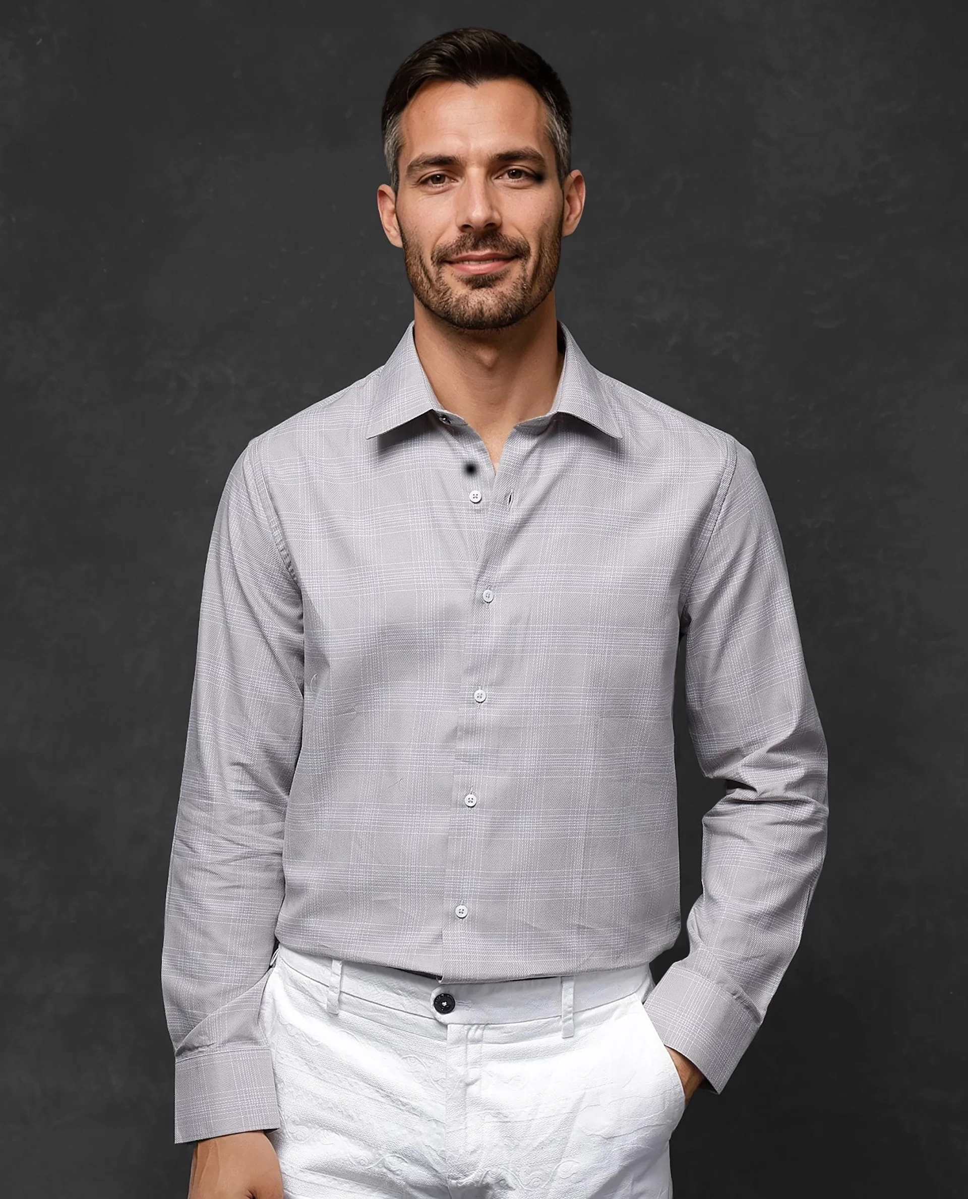 Rare Rabbit Men's Zana Dusky Beige Cotton Checked Print Regular Fit Full Sleeve Collared Shirt - Image 8
