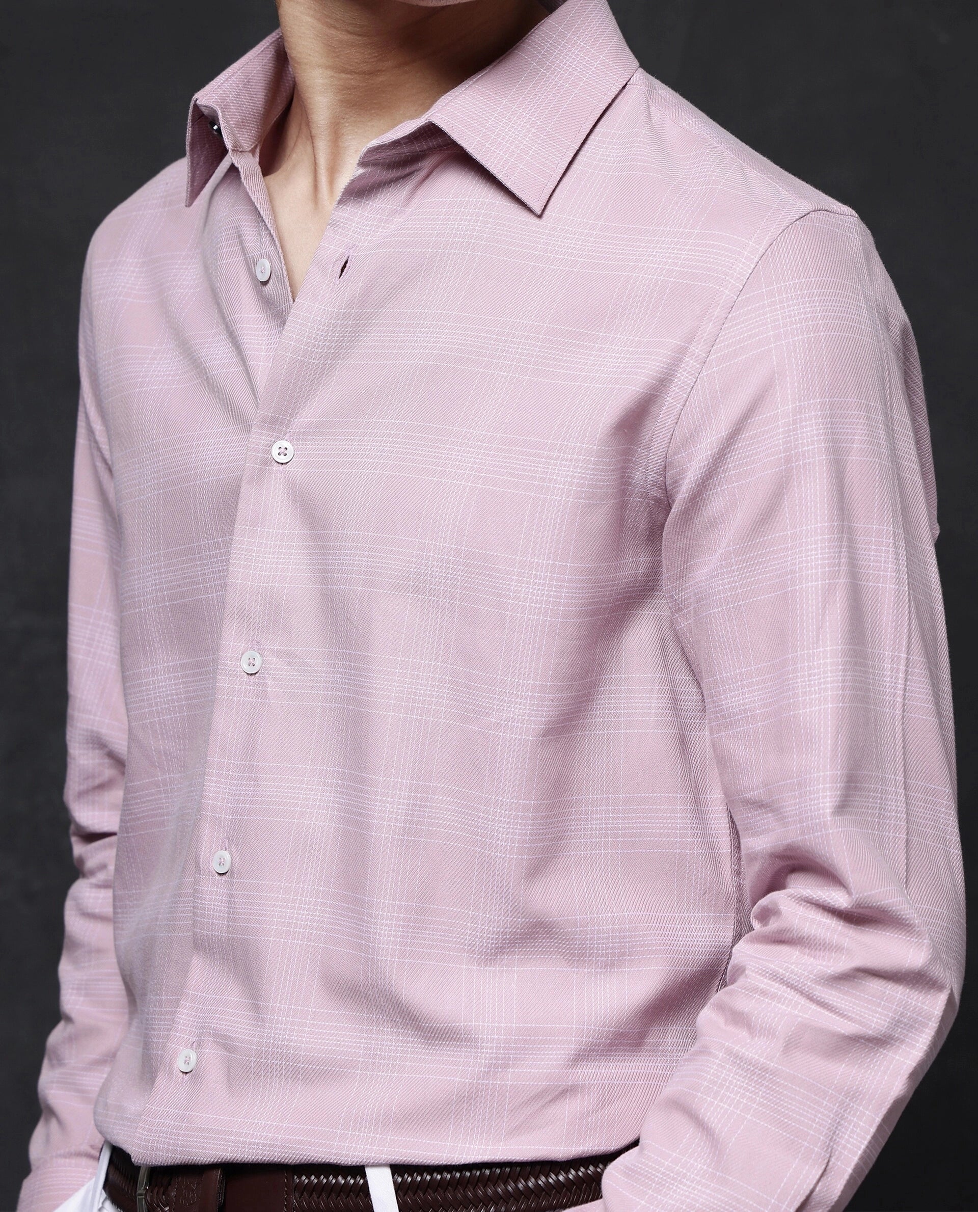 Rare Rabbit Men's Zana Pink Cotton Checked Print Regular Fit Full Sleeve Collared Shirt - Image 8
