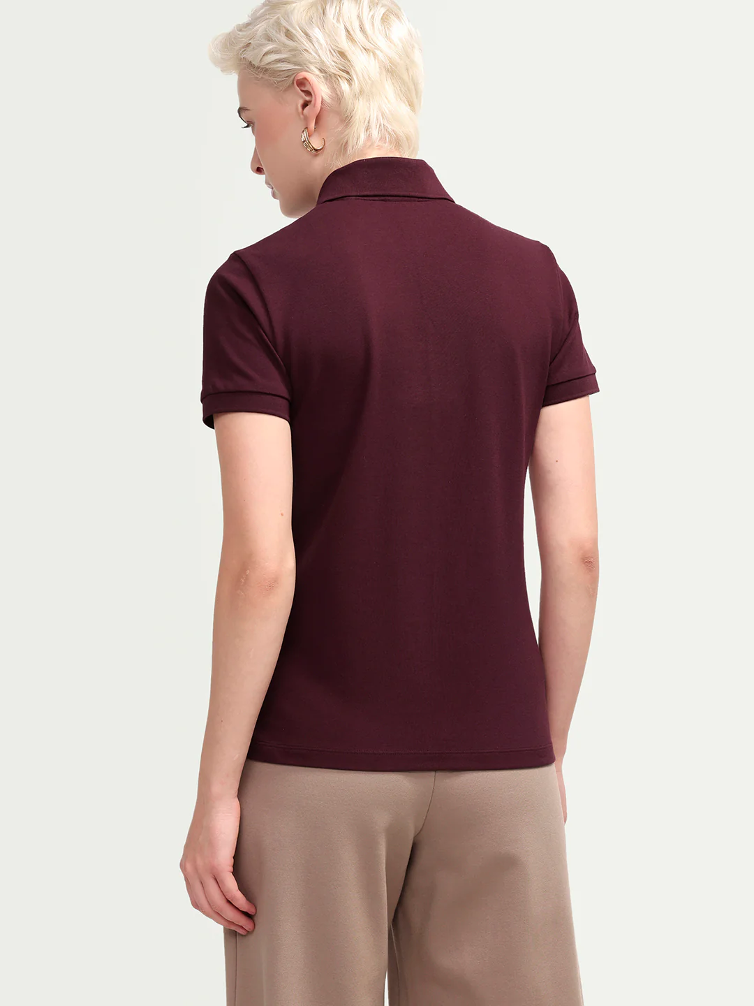 Rareism Women's Zana Dark Maroon Cotton Blend Half Sleeve Regular Fit Plain Polo - Image 7