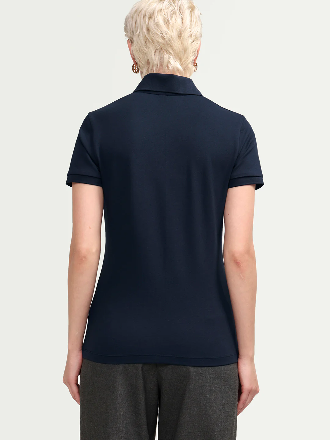 Rareism Women's Zana Navy Cotton Blend Half Sleeve Regular Fit Plain Polo - Image 7