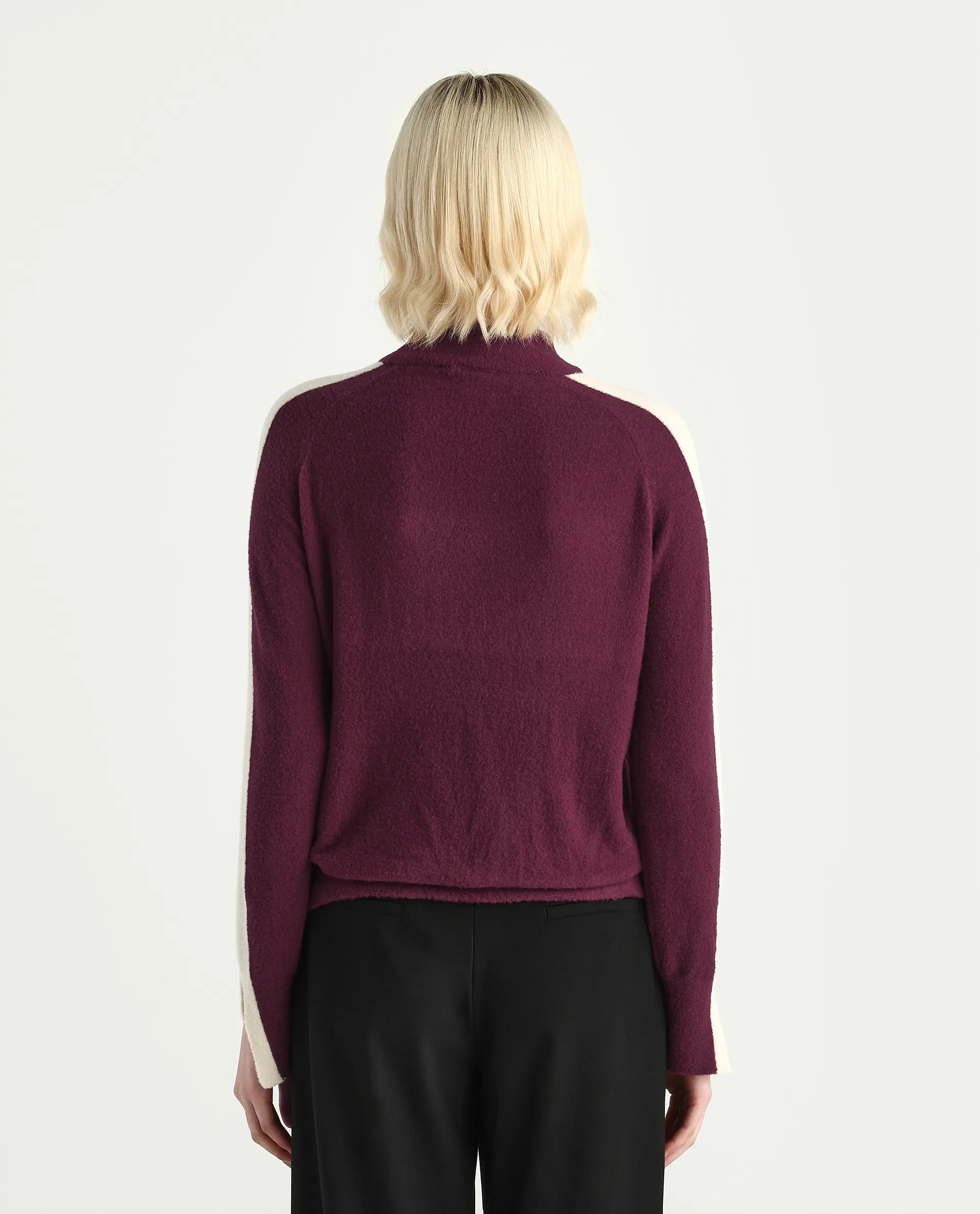 Rareism Women's Zanderyo Dark Maroon Nylon High Neck Relaxed Fit Sweater - Image 8