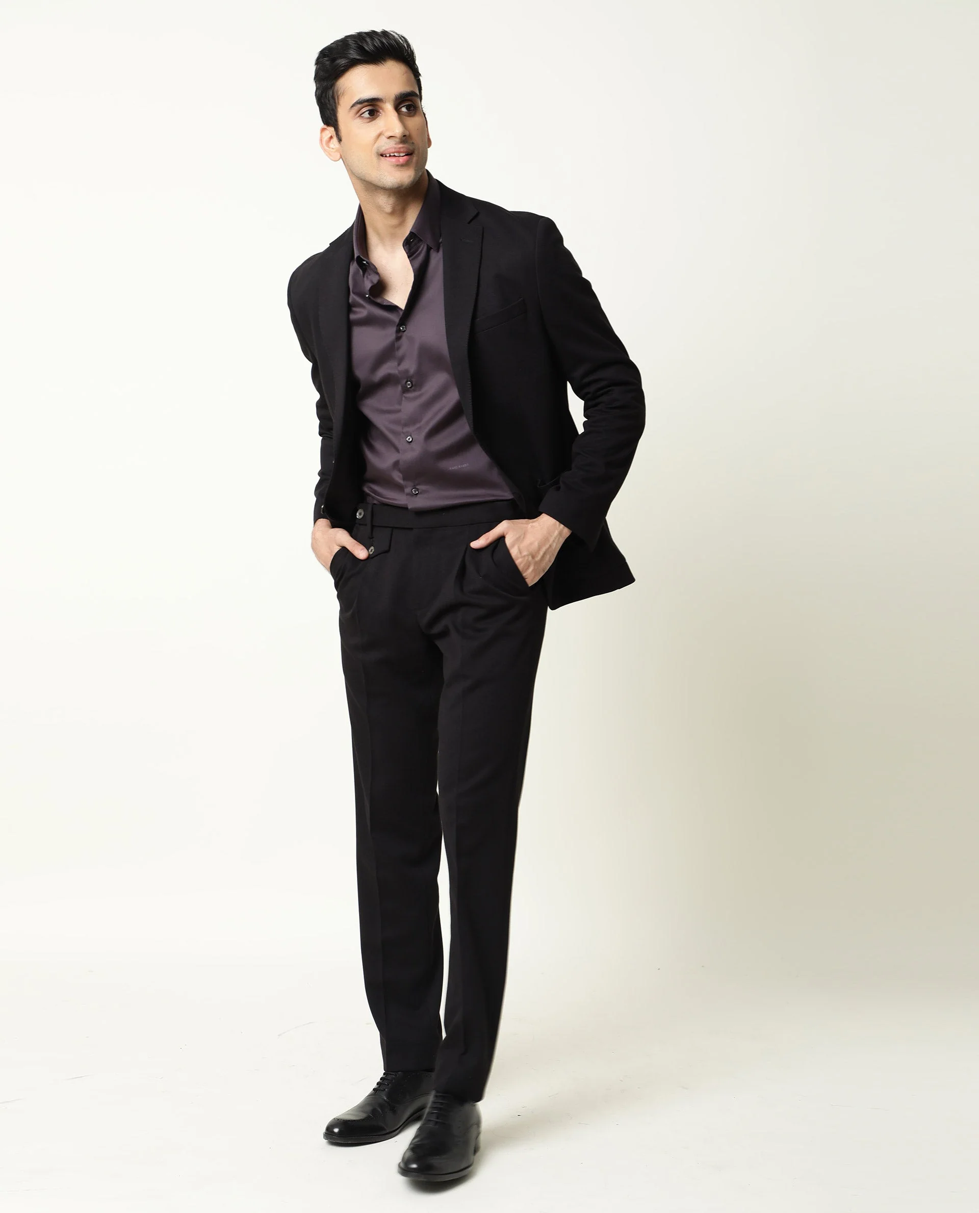 Rare Rabbit Men's Zandro Black Polyester Plain Tailored Fit Full Sleeve Lapel Neck Suits - Image 2