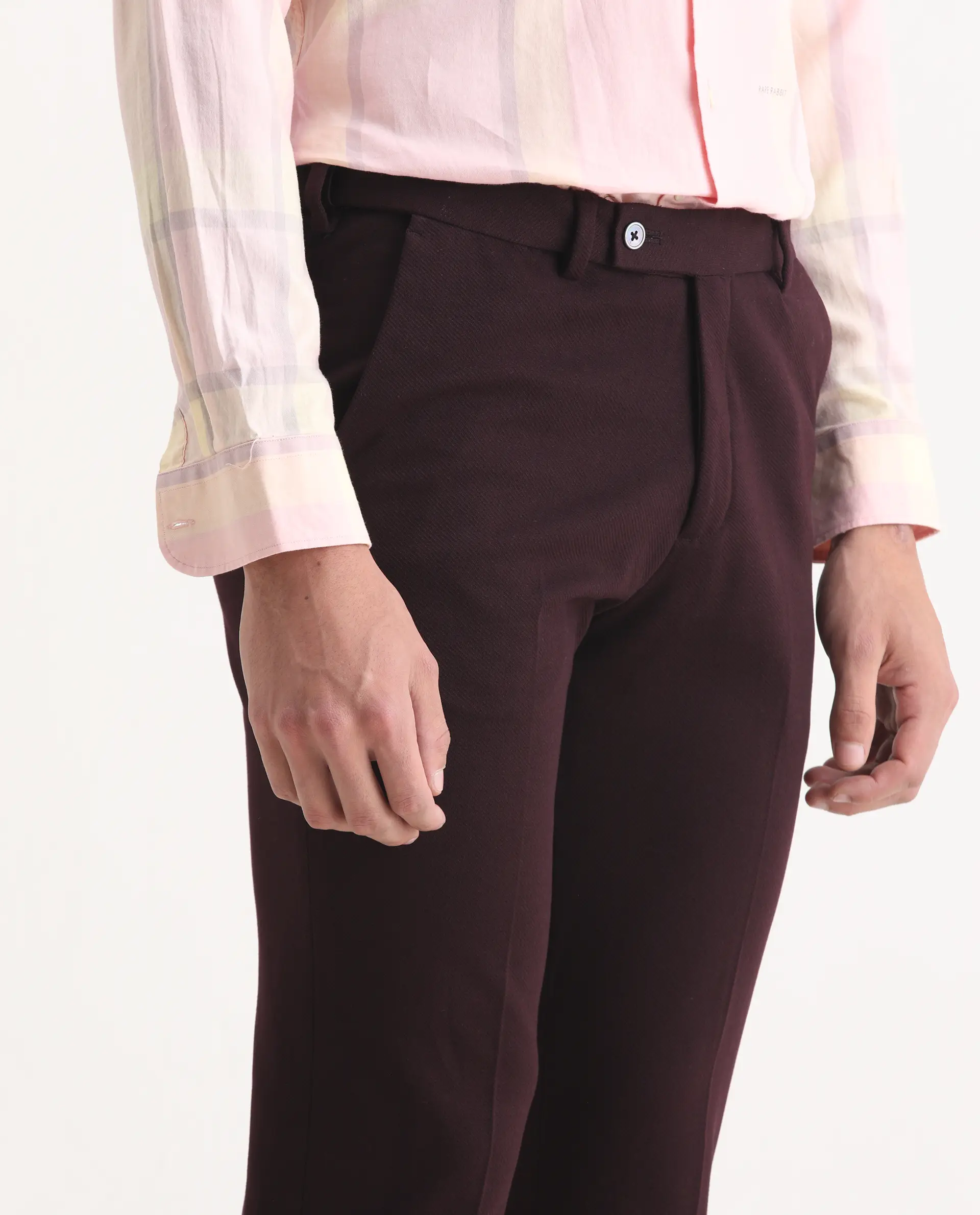 Rare Rabbit Men's Zandro Maroon Rayon Plain Tailored Fit Full Sleeve Lapel Neck Suits - Image 5