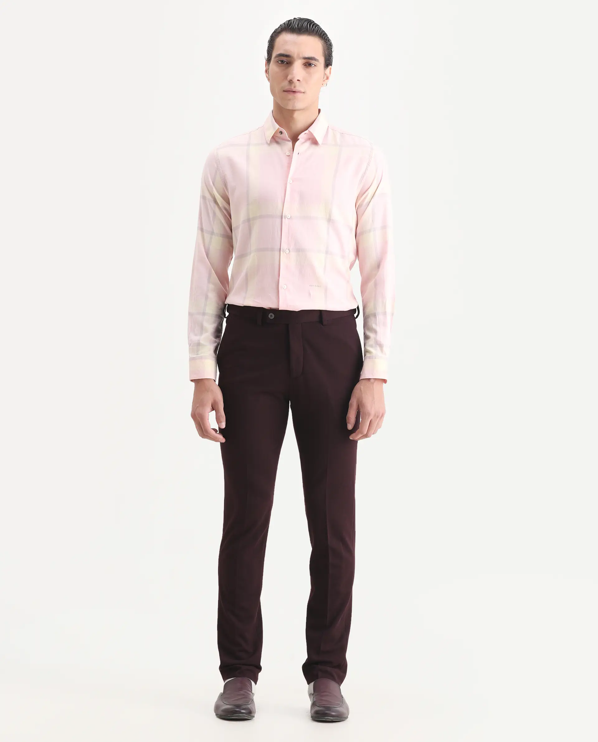 Rare Rabbit Men's Zandro Maroon Rayon Plain Tailored Fit Full Sleeve Lapel Neck Suits - Image 8
