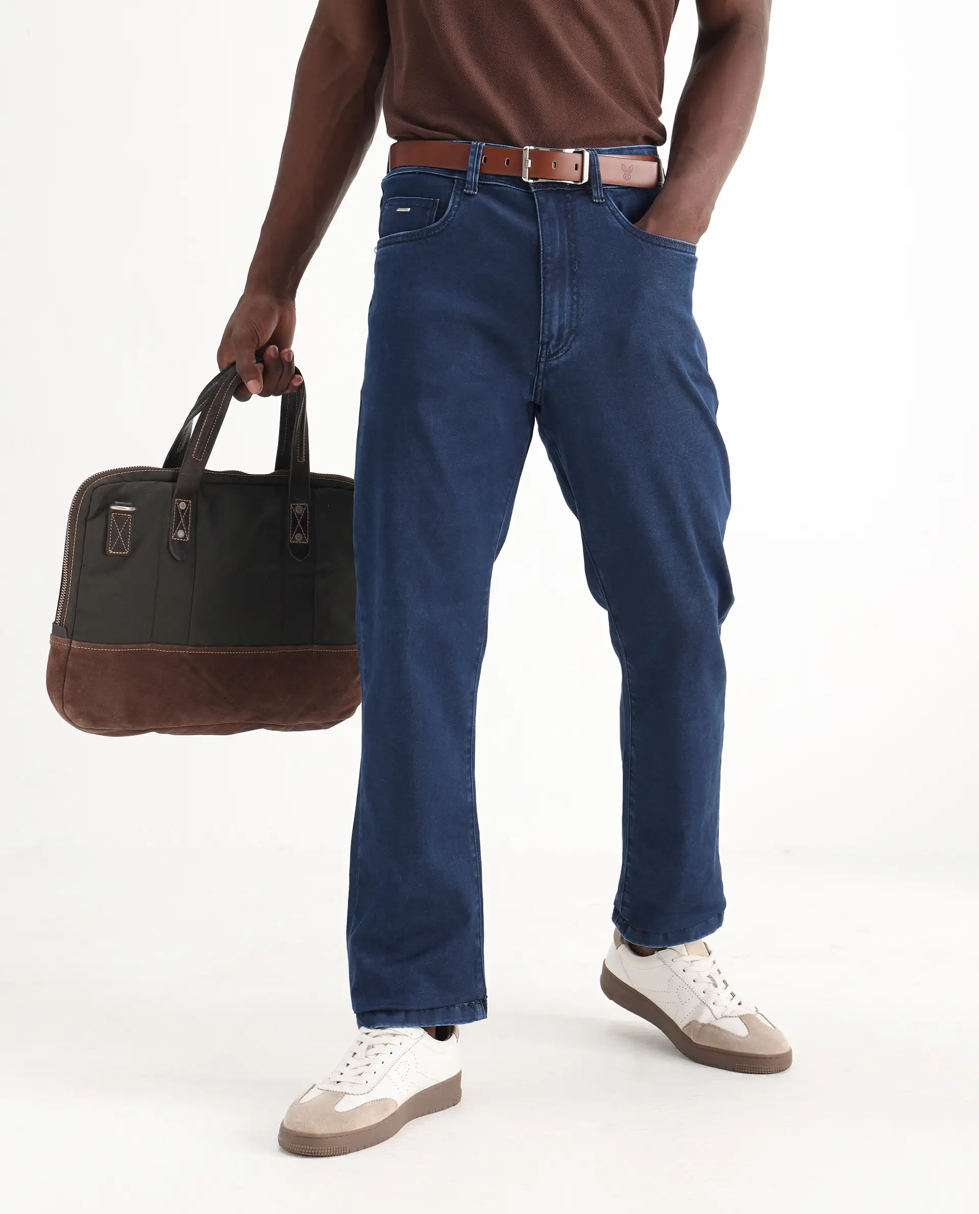 Rare Rabbit Men's Zane Dark Blue Cotton Plain Morris Regular Fit Jeans - Image 2