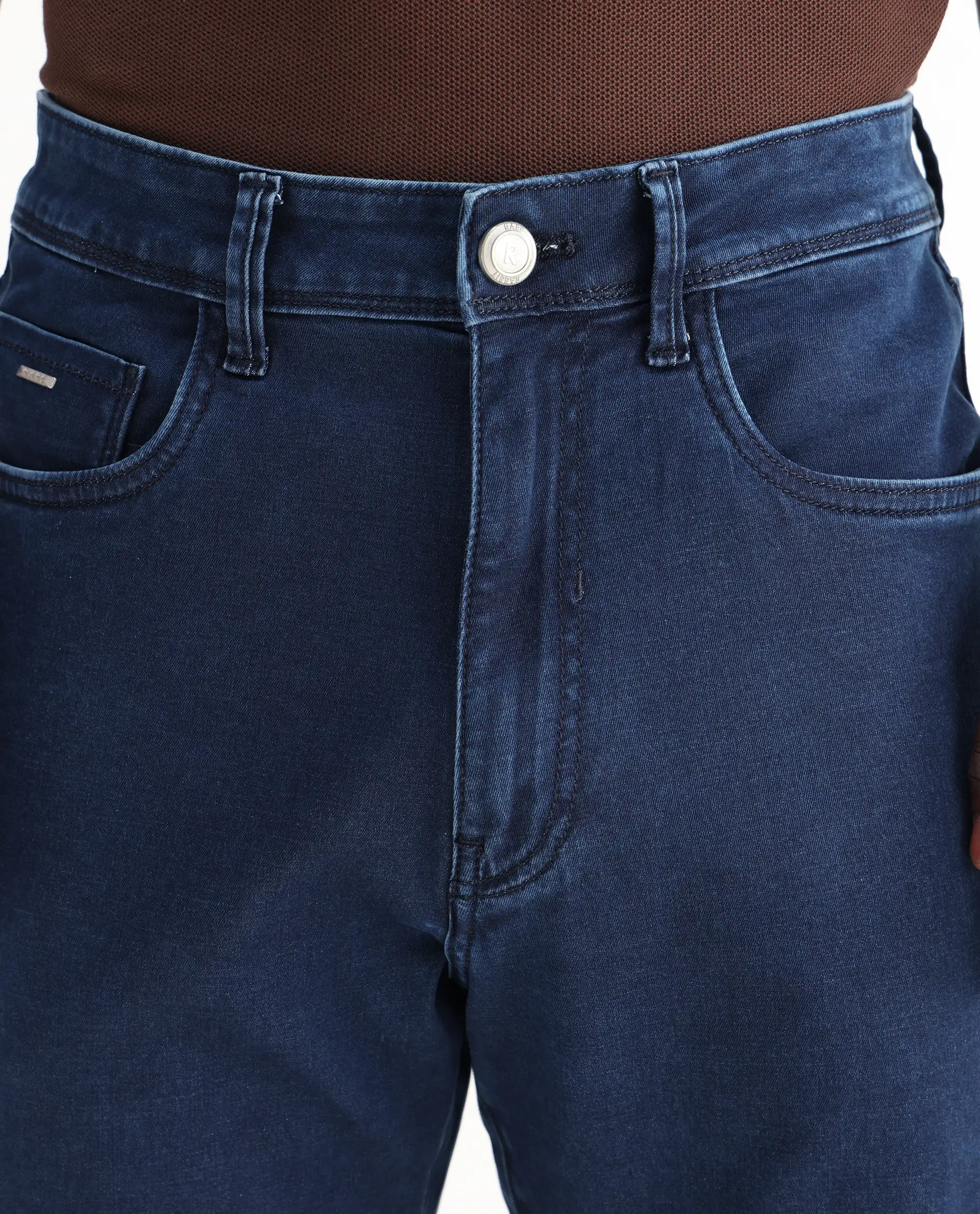 Rare Rabbit Men's Zane Dark Blue Cotton Plain Morris Regular Fit Jeans - Image 3