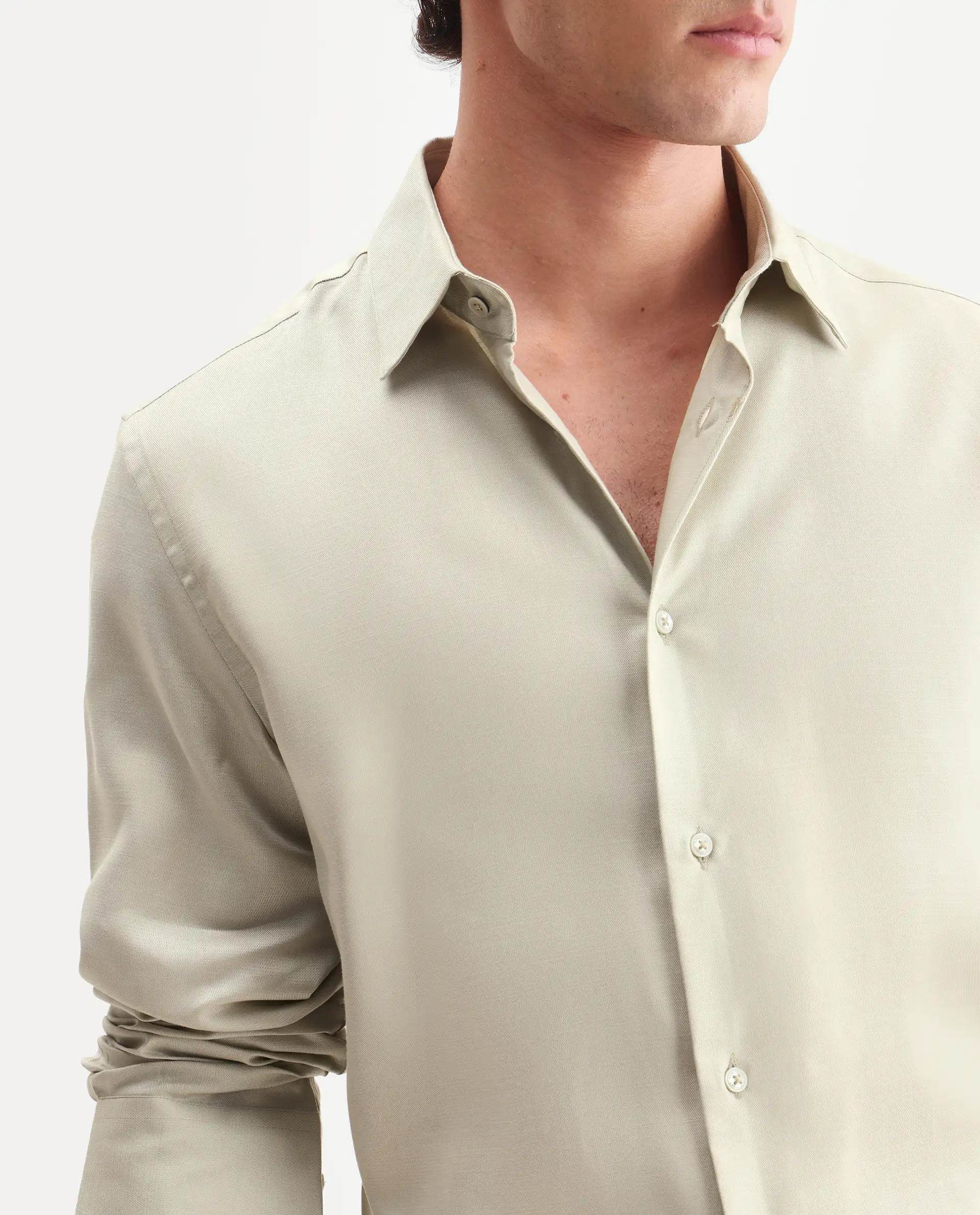 Rare Rabbit Men's Zanty Light Green Cotton Blend Fabric Full Sleeve Regular Fit Plain Shirt - Image 3