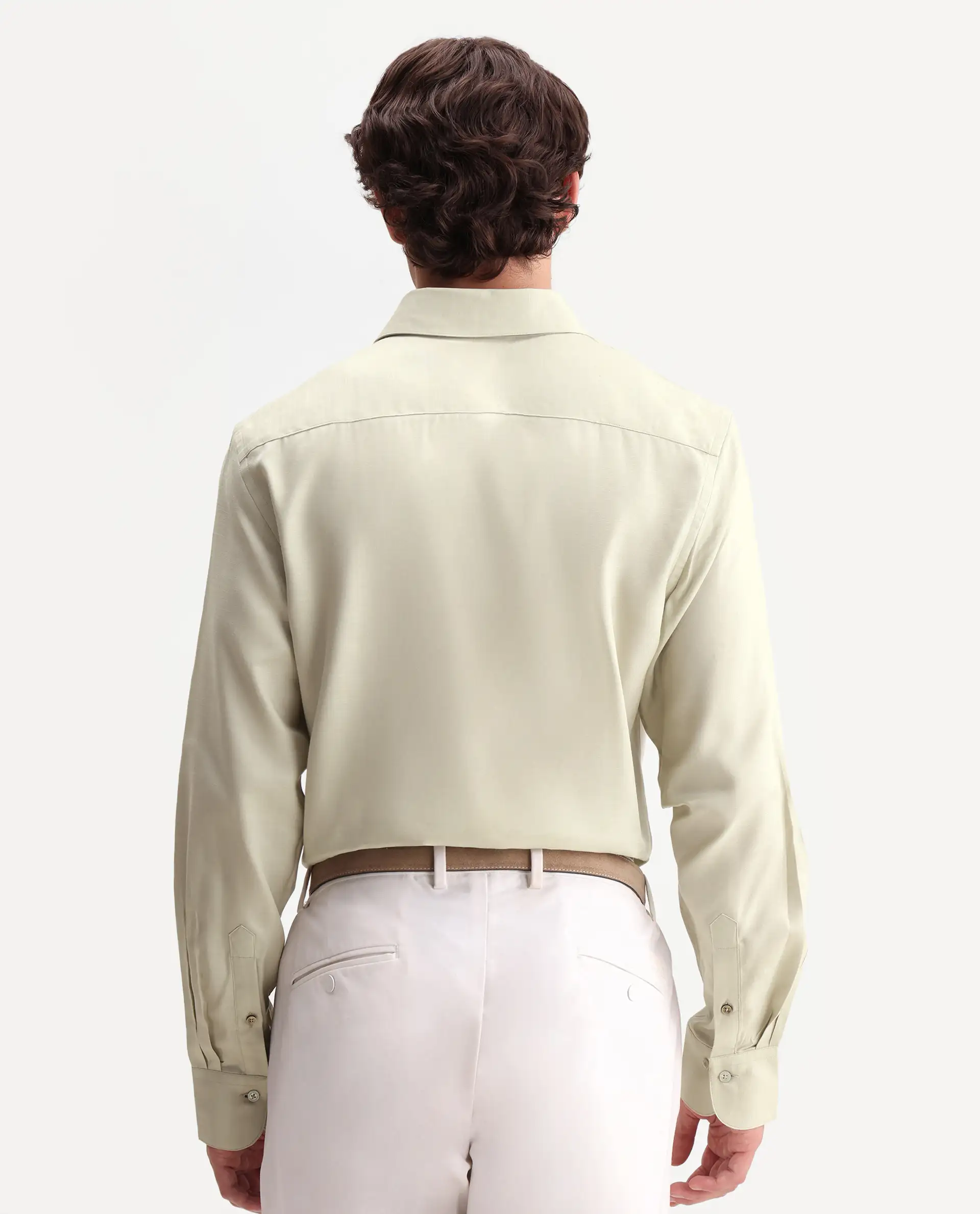 Rare Rabbit Men's Zanty Light Green Cotton Blend Fabric Full Sleeve Regular Fit Plain Shirt - Image 7