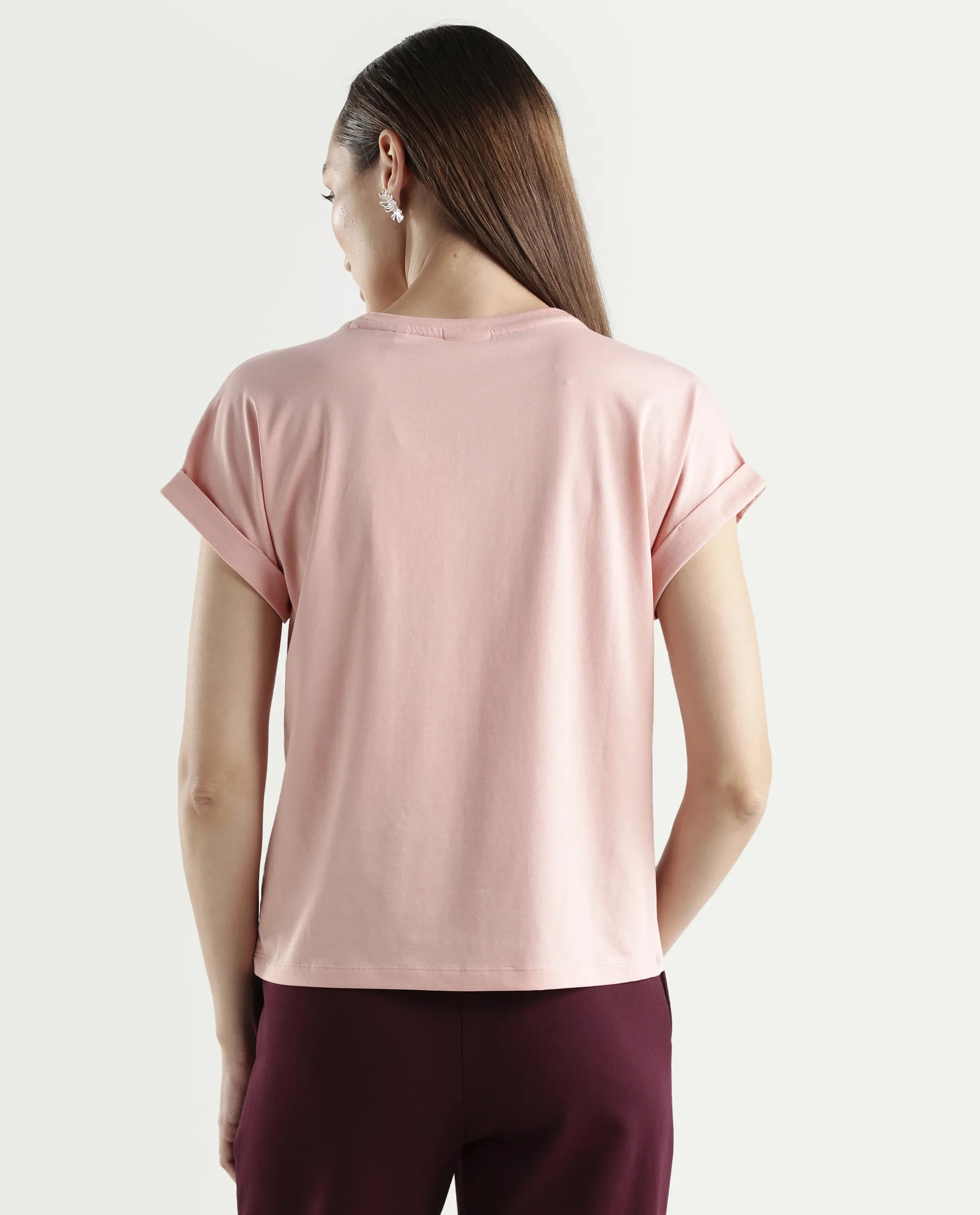 Rareism Women's Zany Peach Cotton Blend Half Sleeve Relaxed Fit Printed T-Shirt - Image 7
