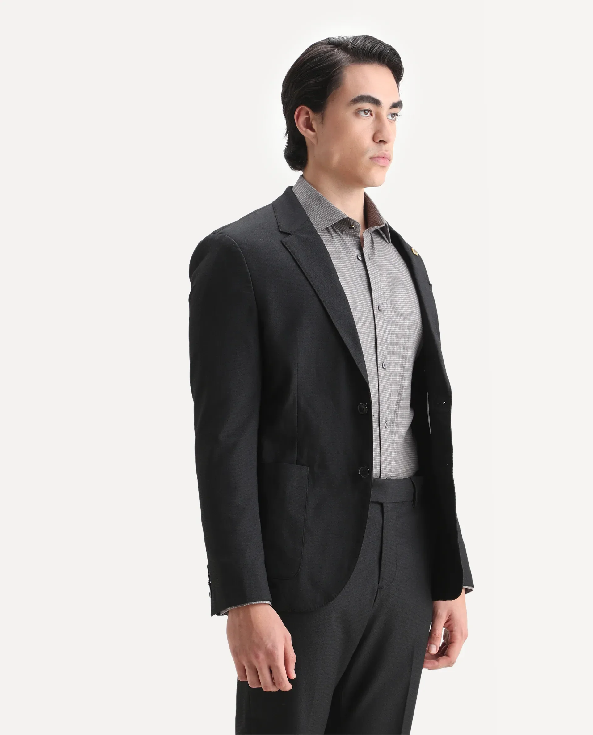 Rare Rabbit Men's Zanza Black Polyester Plain Tailored Fit Full Sleeve Lapel Neck Suits - Image 12