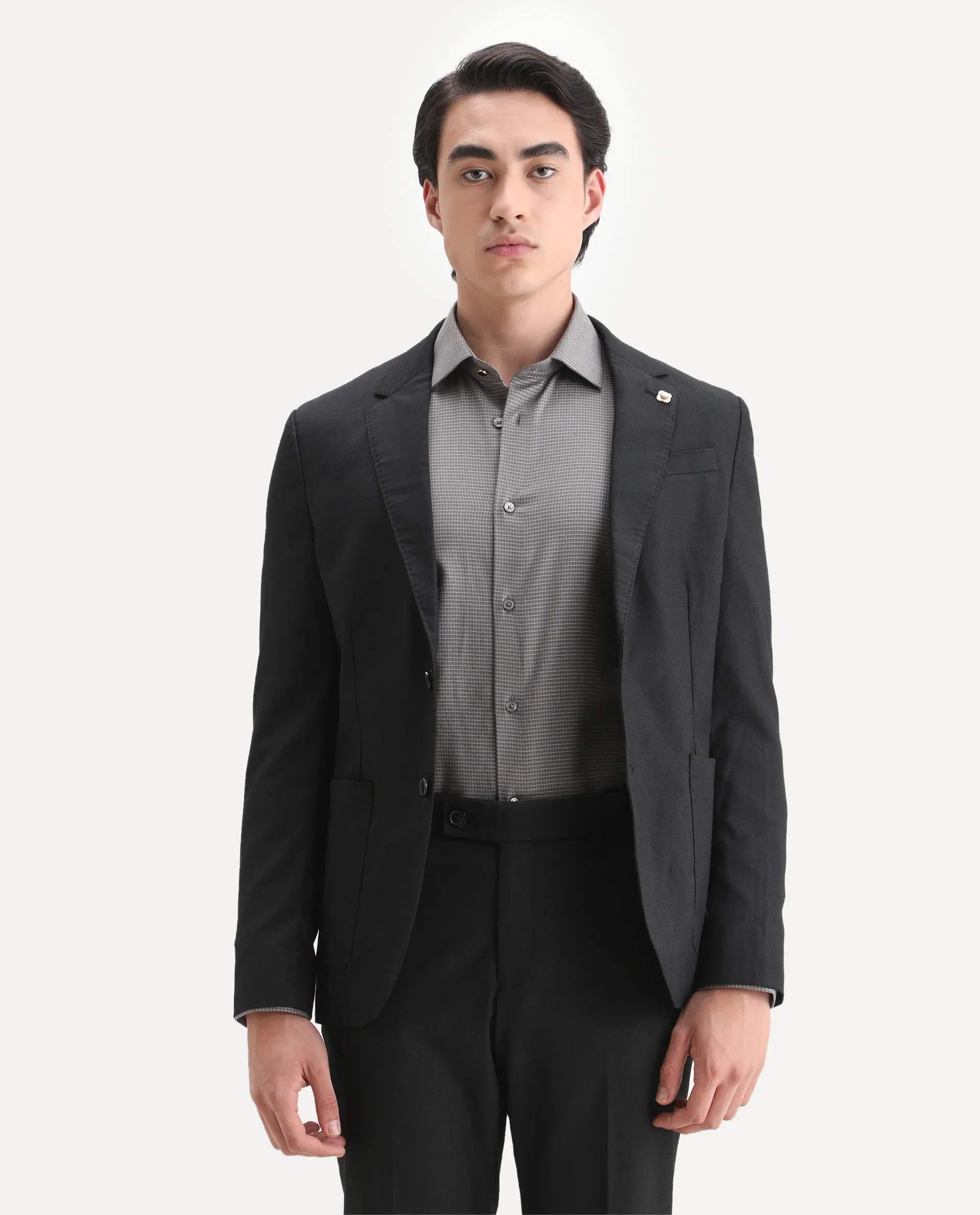 Rare Rabbit Men's Zanza Black Polyester Plain Tailored Fit Full Sleeve Lapel Neck Suits - Image 13