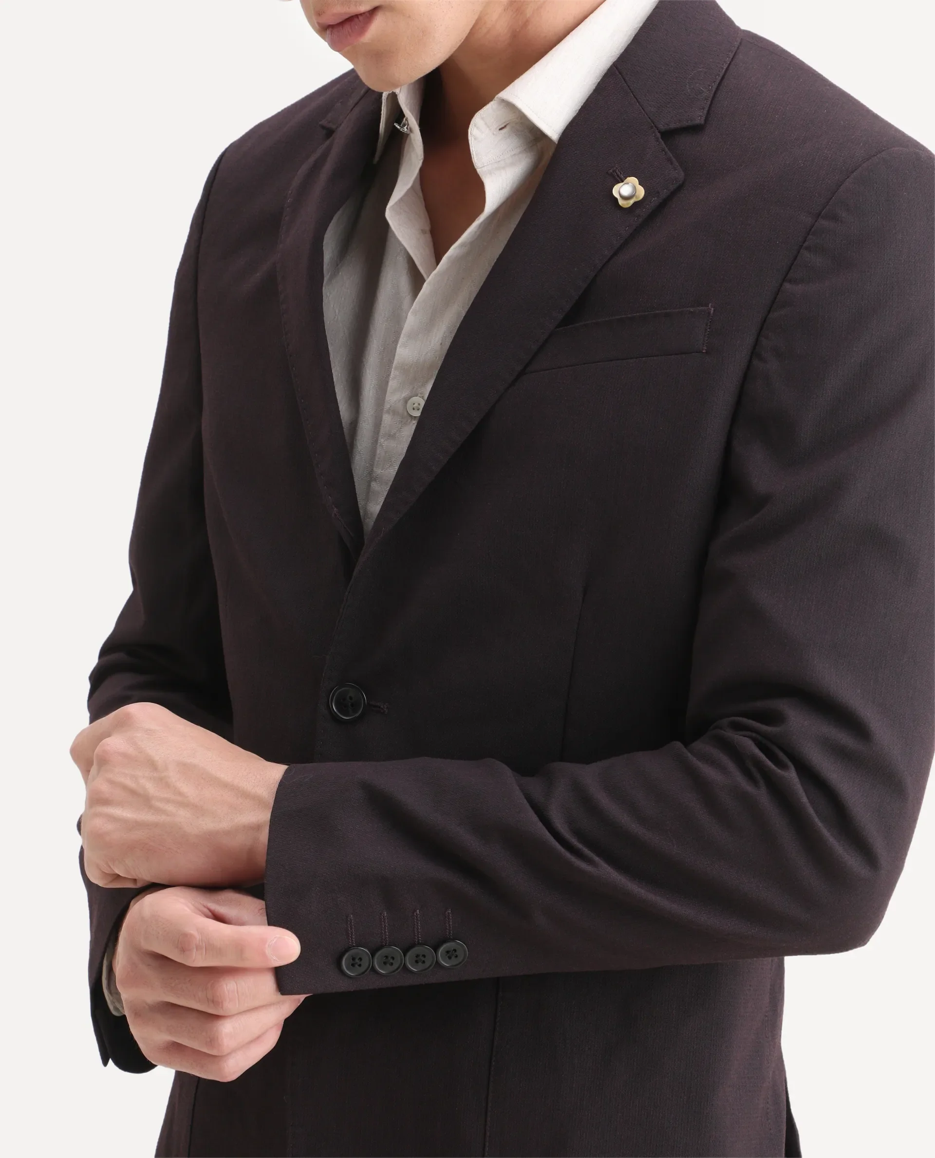 Rare Rabbit Men's Zanza Maroon Polyester Plain Tailored Fit Full Sleeve Lapel Neck Suits - Image 6