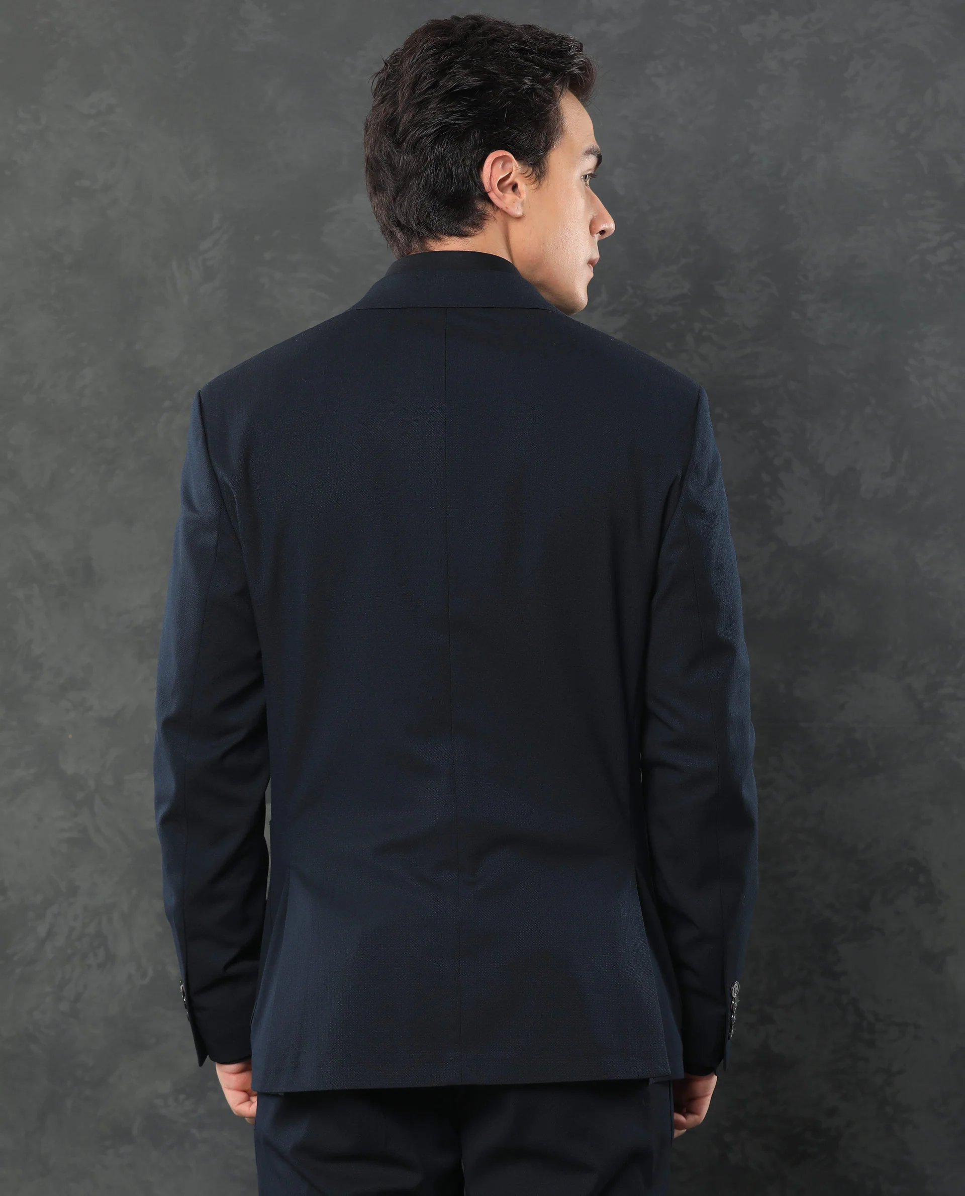 Rare Rabbit Men's Zanza Navy Polyester Plain Tailored Fit Full Sleeve Lapel Neck Suits - Image 10
