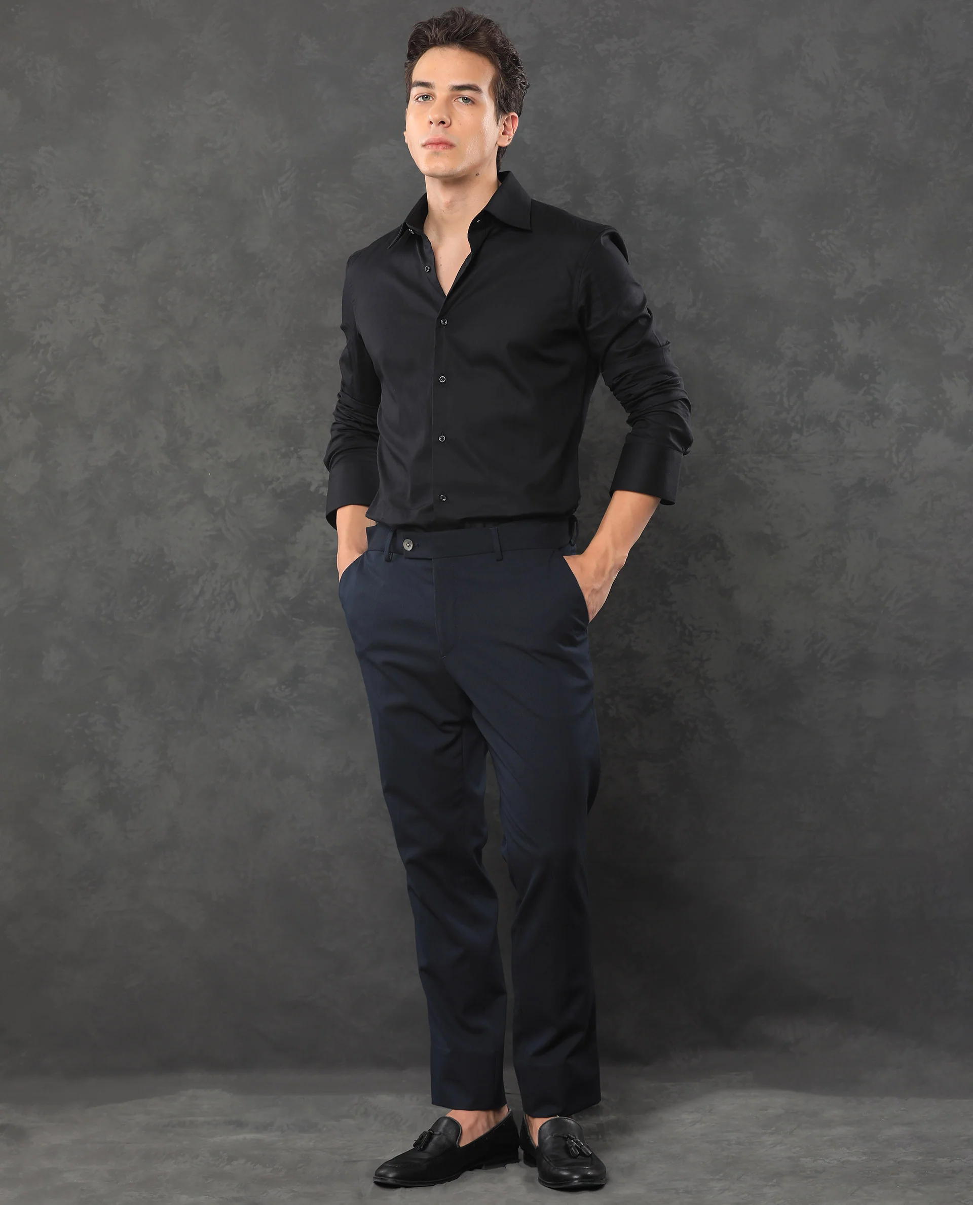 Rare Rabbit Men's Zanza Navy Polyester Plain Tailored Fit Full Sleeve Lapel Neck Suits - Image 11