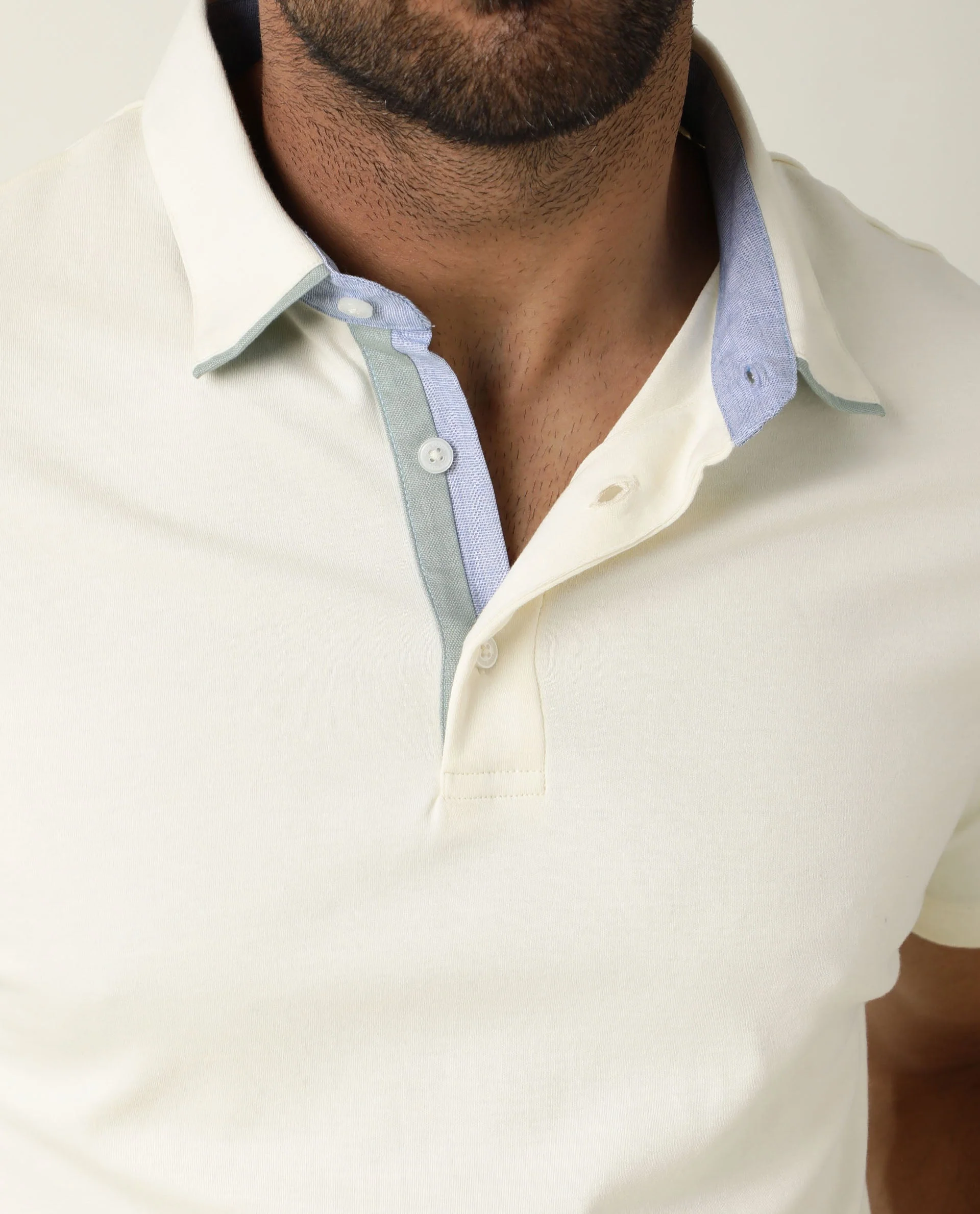 Rare Rabbit Men's Zap Off White Cotton Plain Regular Fit Half Sleeve Polo - Image 2