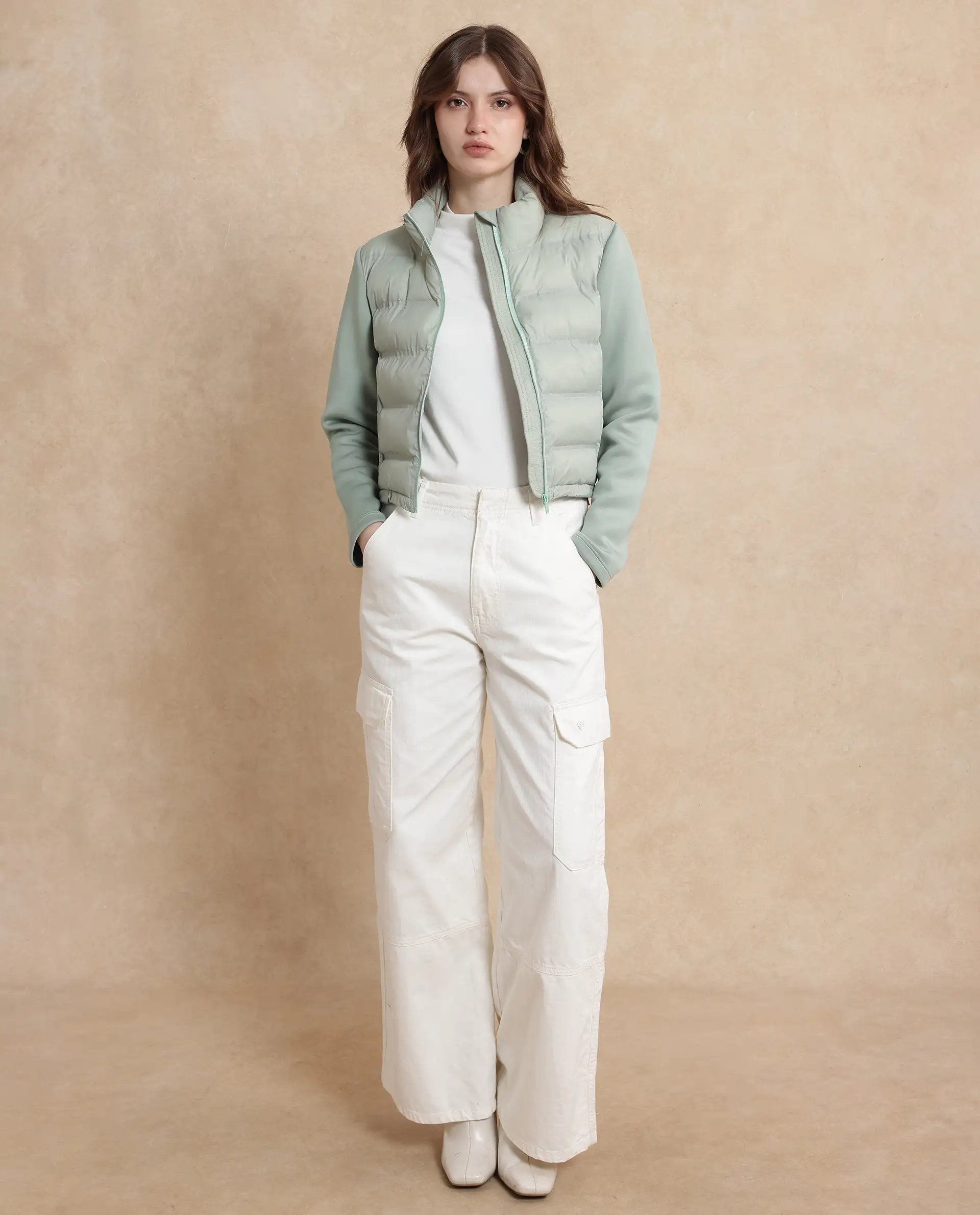 Rareism Women's Zarcro Light Green Stand Collar Dyed Regular Fit Jacket - Image 10