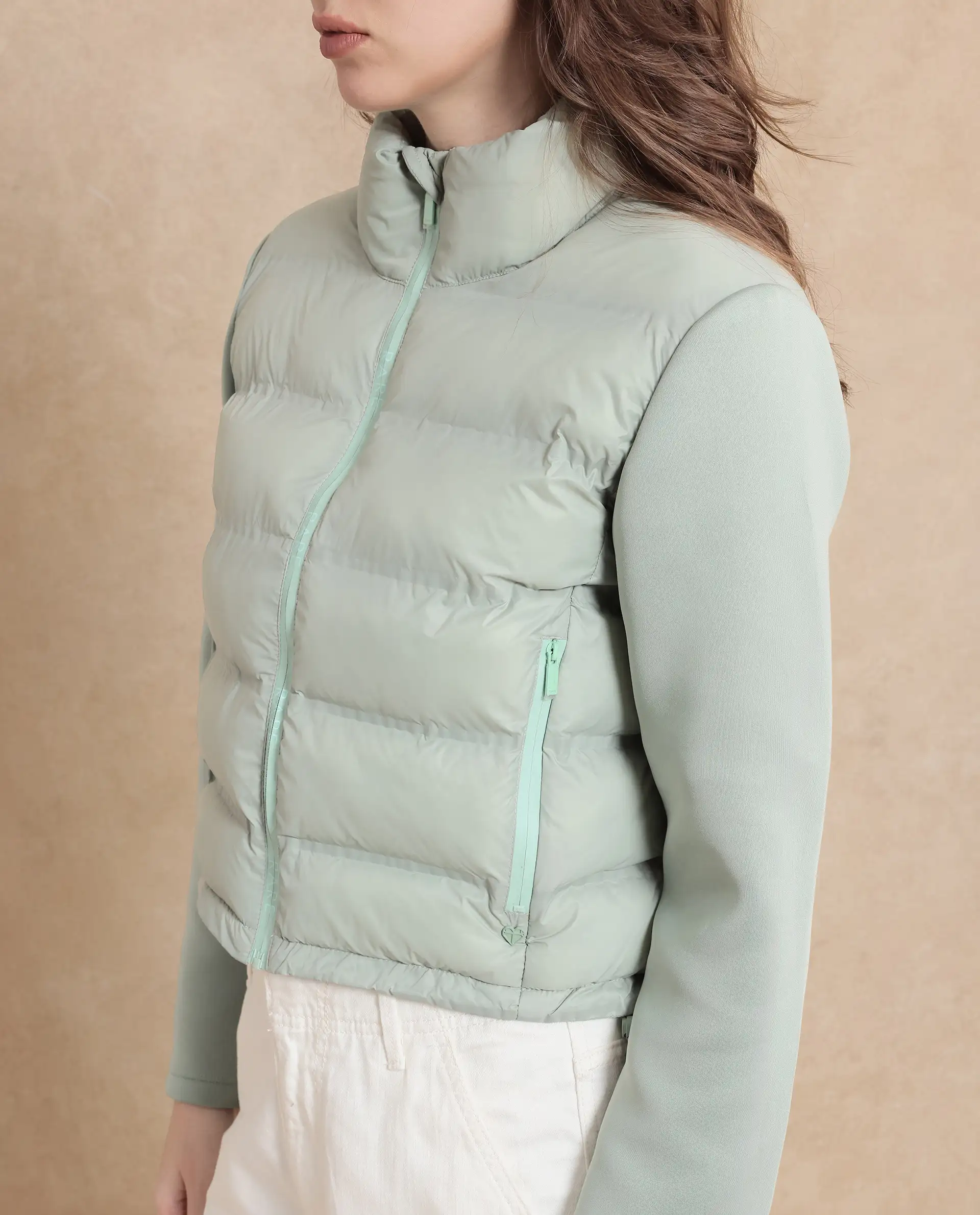 Rareism Women's Zarcro Light Green Stand Collar Dyed Regular Fit Jacket - Image 2