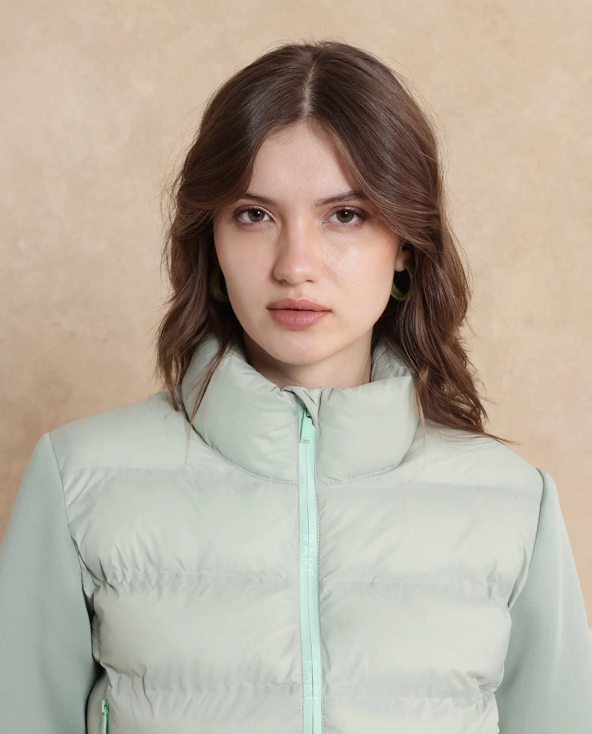 Rareism Women's Zarcro Light Green Stand Collar Dyed Regular Fit Jacket - Image 3