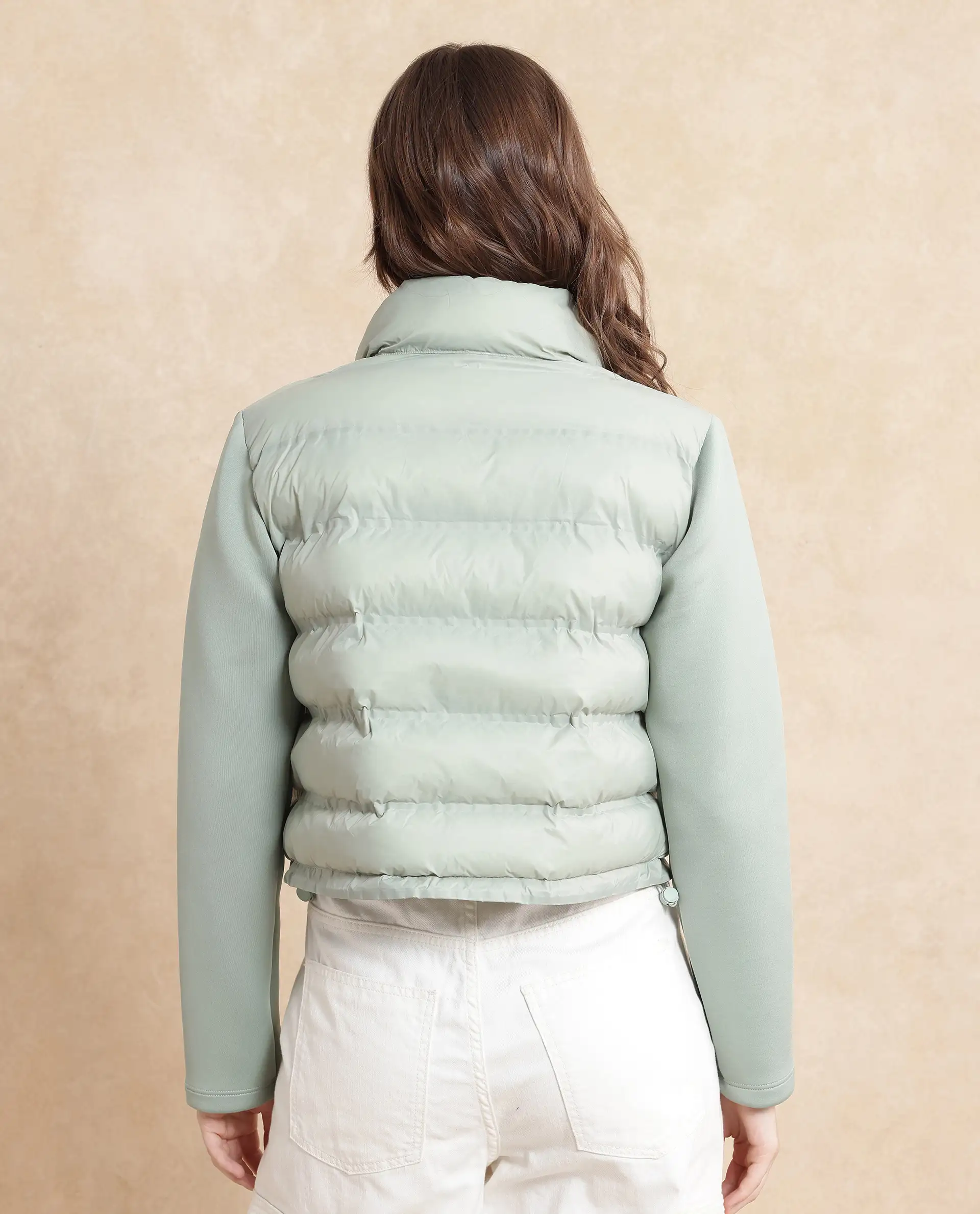 Rareism Women's Zarcro Light Green Stand Collar Dyed Regular Fit Jacket - Image 8