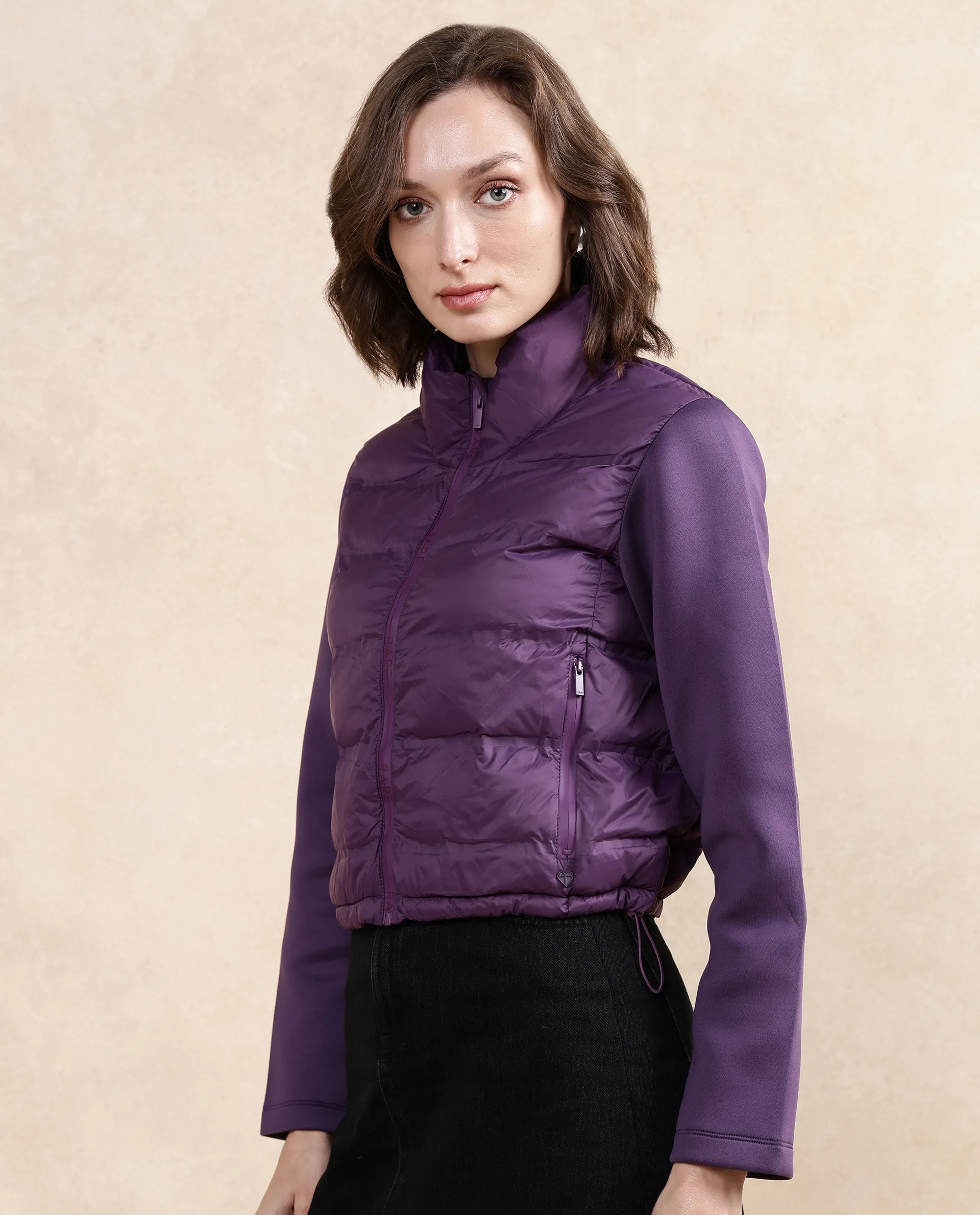 Rareism Women's Stand Collar Plain Regular Fit Jacket - Image 3