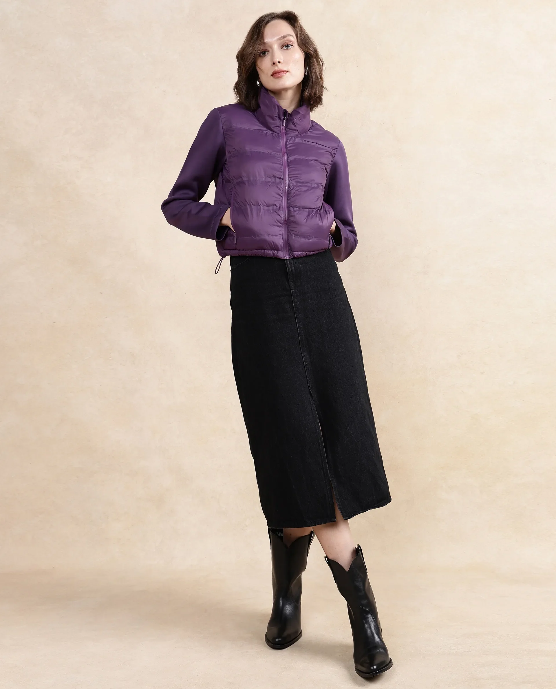 Rareism Women's Stand Collar Plain Regular Fit Jacket - Image 6