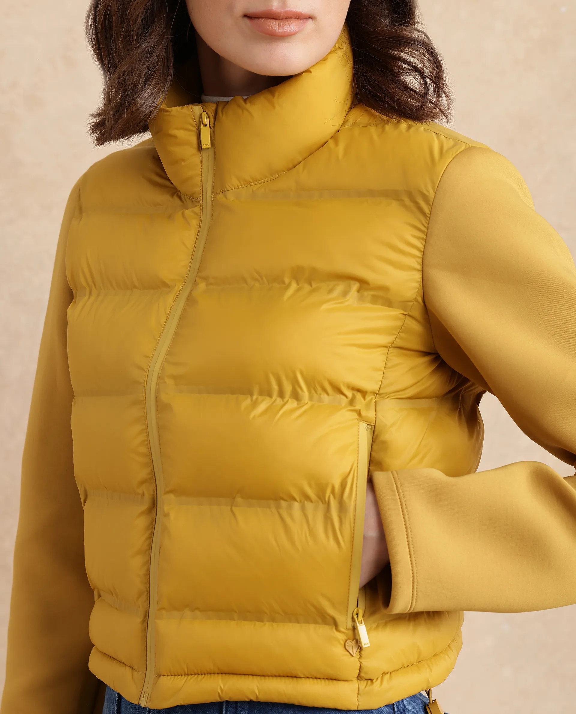Rareism Women's Zarcro Yellow Stand Collar Plain Regular Fit Jacket - Image 2