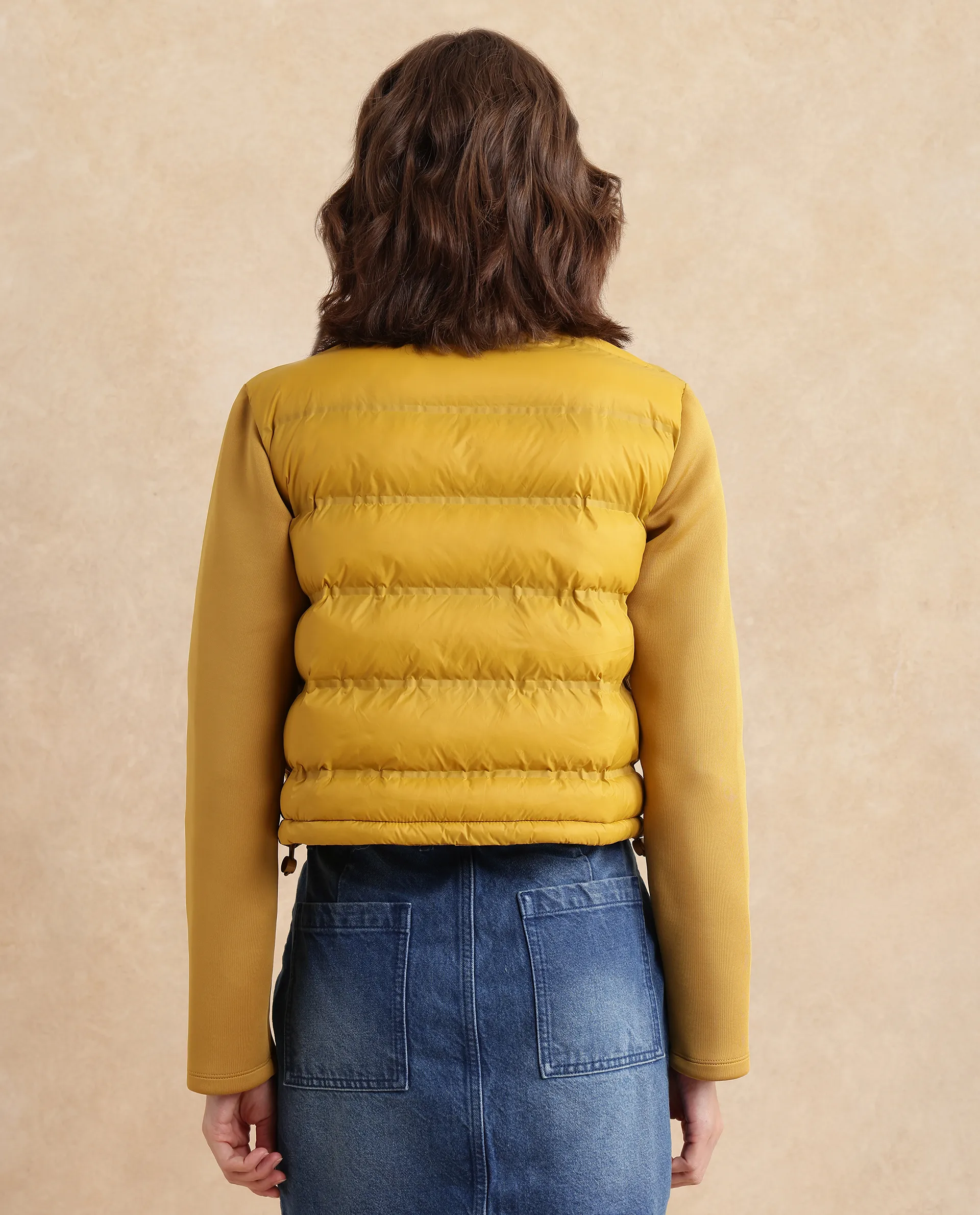 Rareism Women's Zarcro Yellow Stand Collar Plain Regular Fit Jacket - Image 8