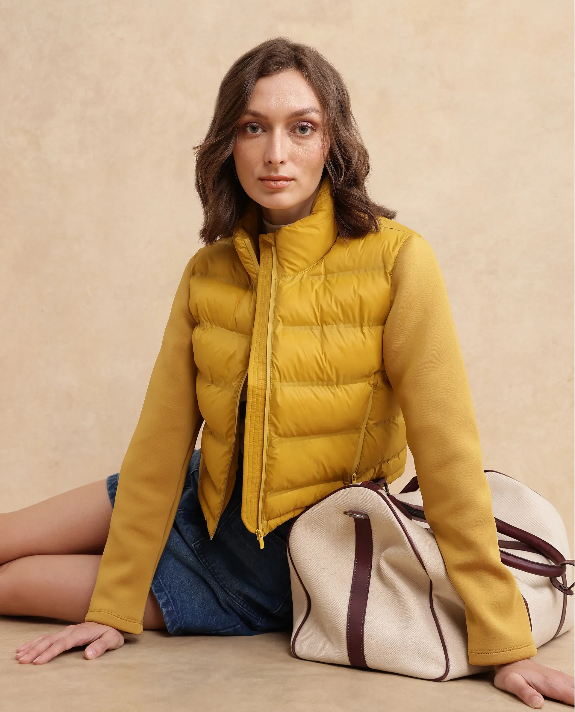 Rareism Women's Zarcro Yellow Stand Collar Plain Regular Fit Jacket - Image 9