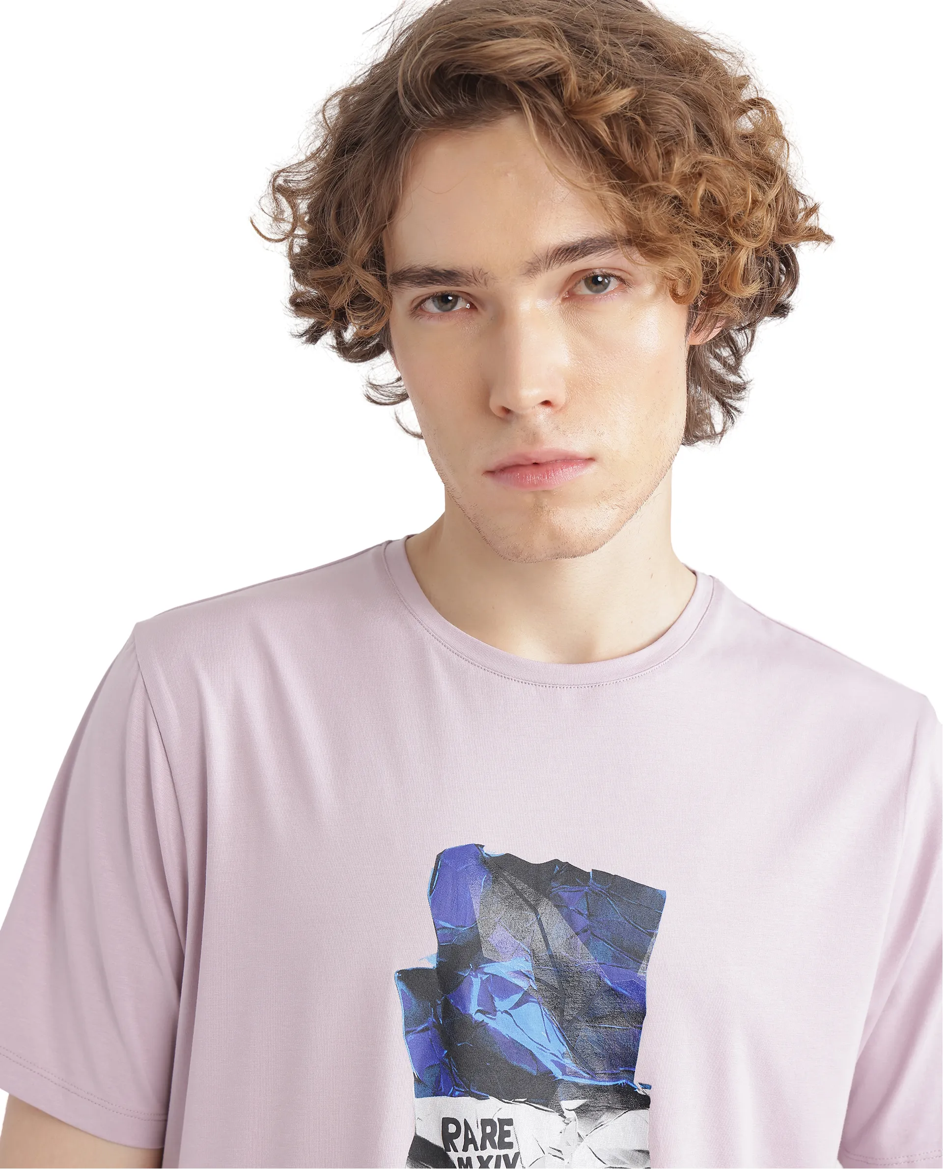 Rare Rabbit Men's Zarf Dusky Pink Cotton Blend Graphic Print Regular Fit Half Sleeve Crew Neck T-Shirt - Image 6