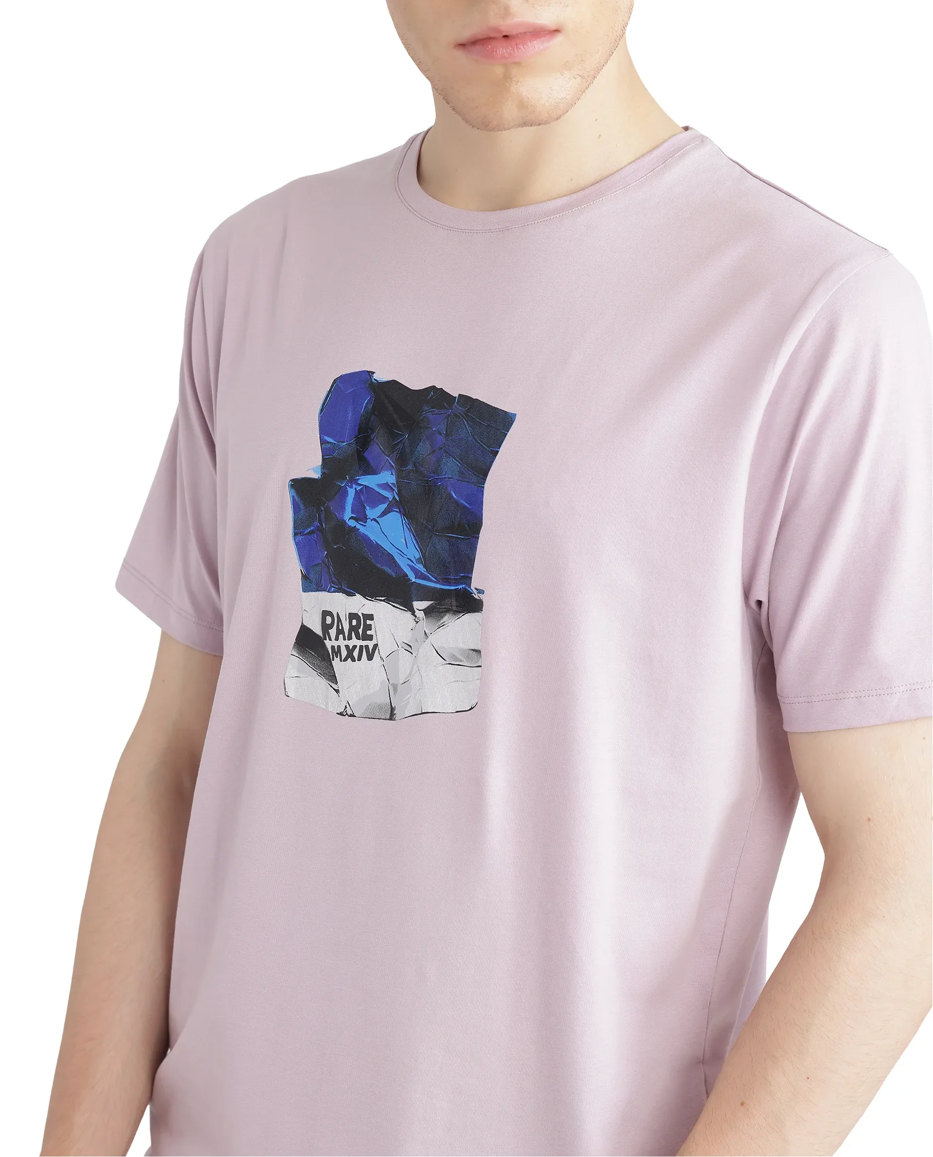 Rare Rabbit Men's Zarf Dusky Pink Cotton Blend Graphic Print Regular Fit Half Sleeve Crew Neck T-Shirt - Image 7