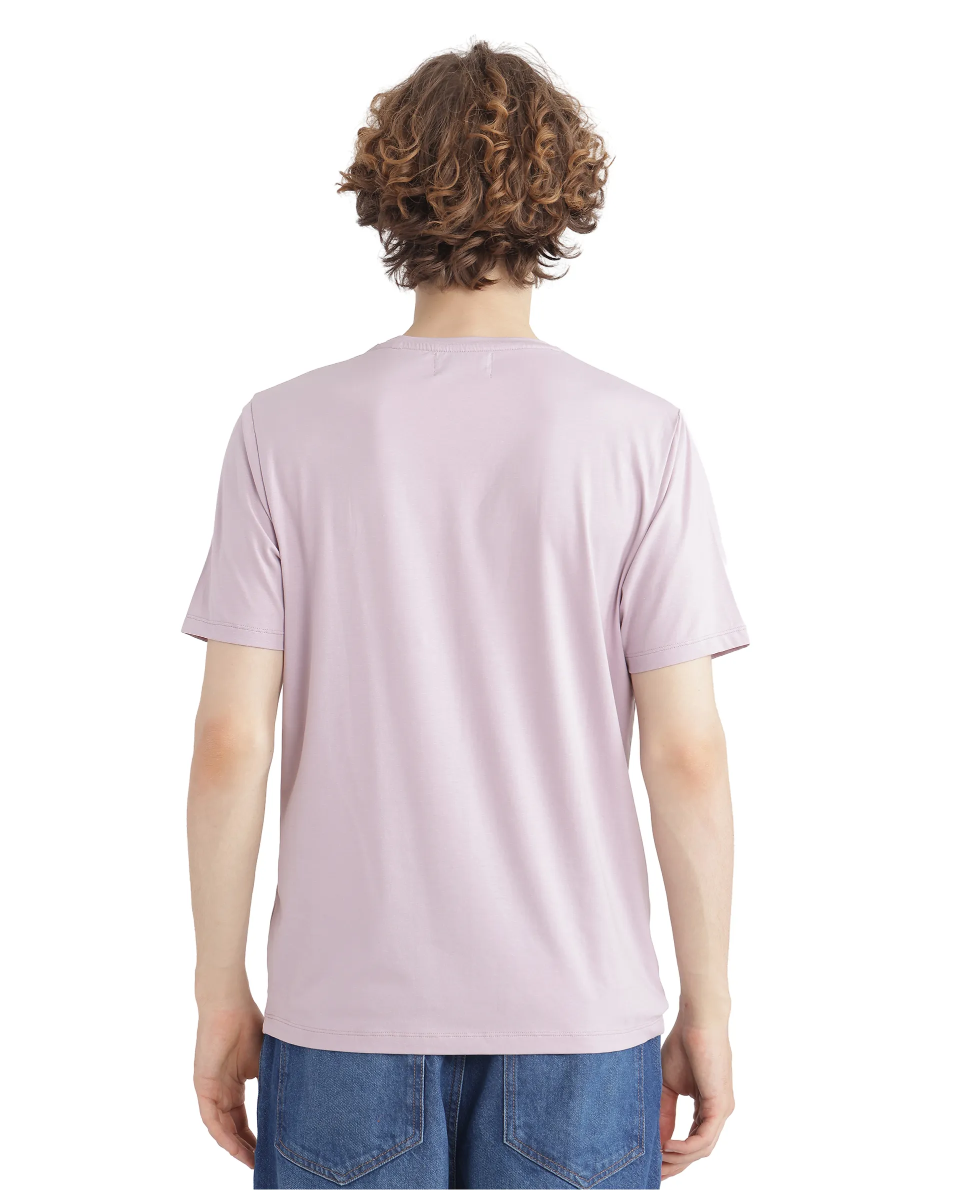 Rare Rabbit Men's Zarf Dusky Pink Cotton Blend Graphic Print Regular Fit Half Sleeve Crew Neck T-Shirt - Image 8