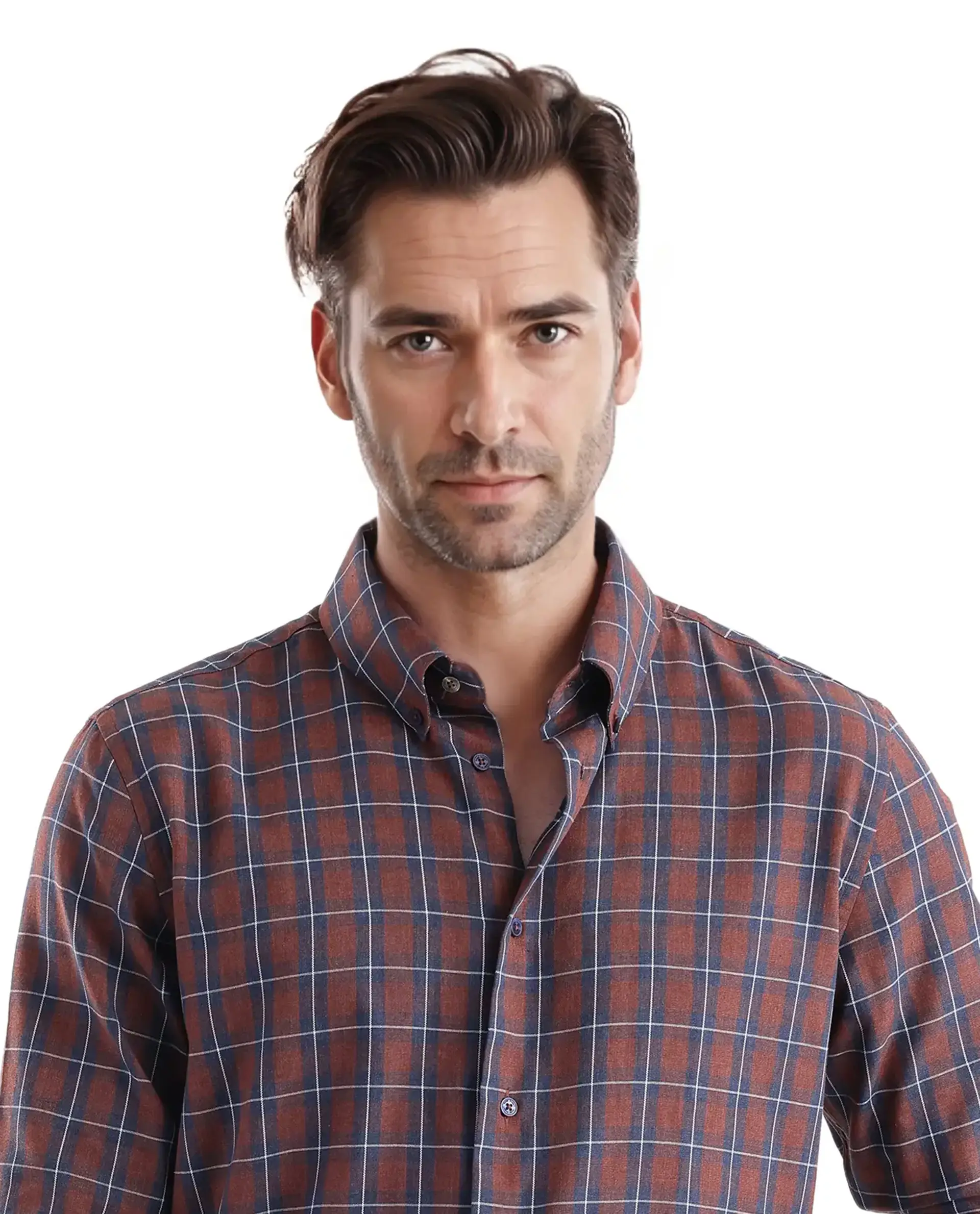 Rare Rabbit Men's Zary Brown Cotton Checked Print Regular Fit Full Sleeve Collared Shirt - Image 7