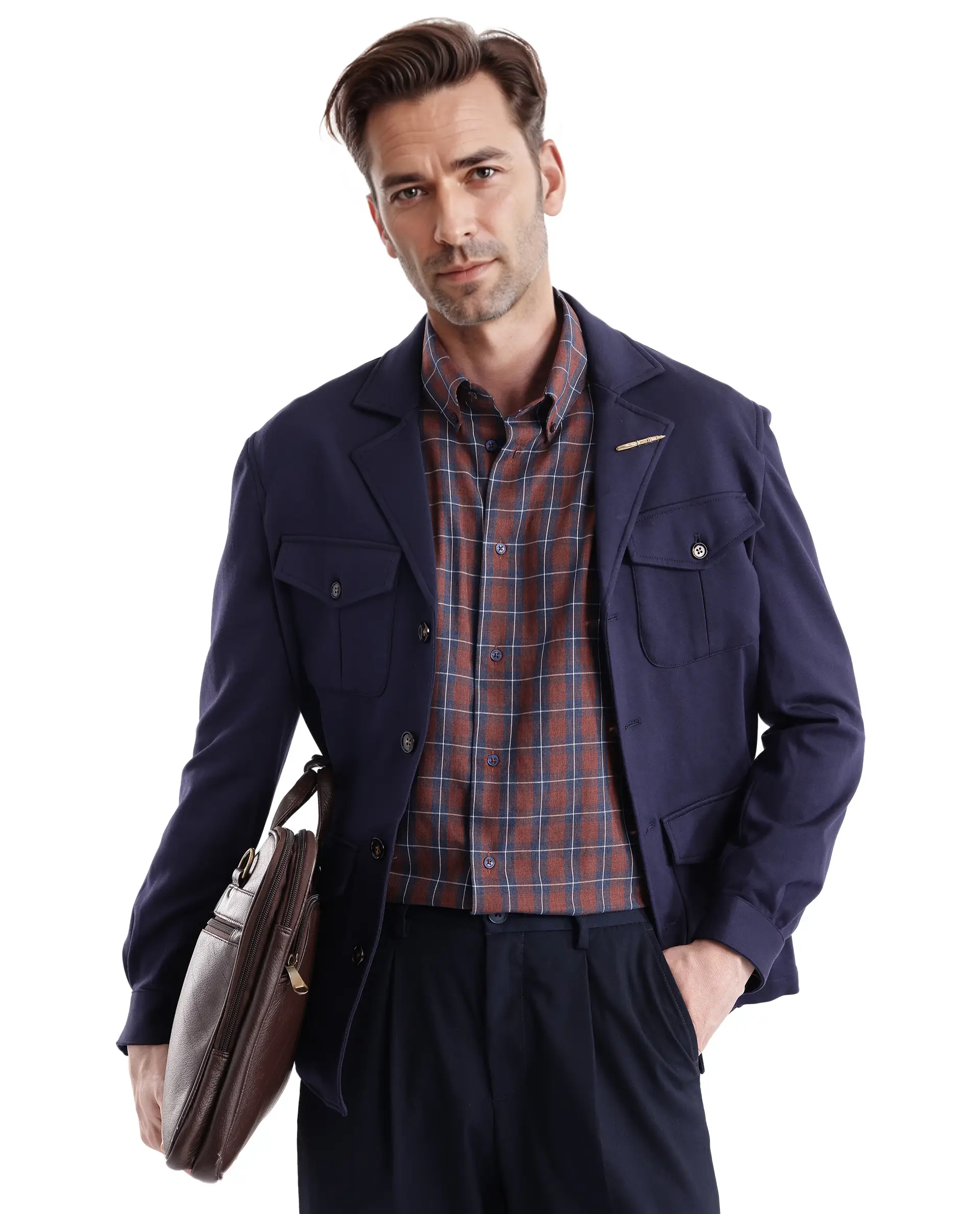 Rare Rabbit Men's Zary Brown Cotton Checked Print Regular Fit Full Sleeve Collared Shirt - Image 9