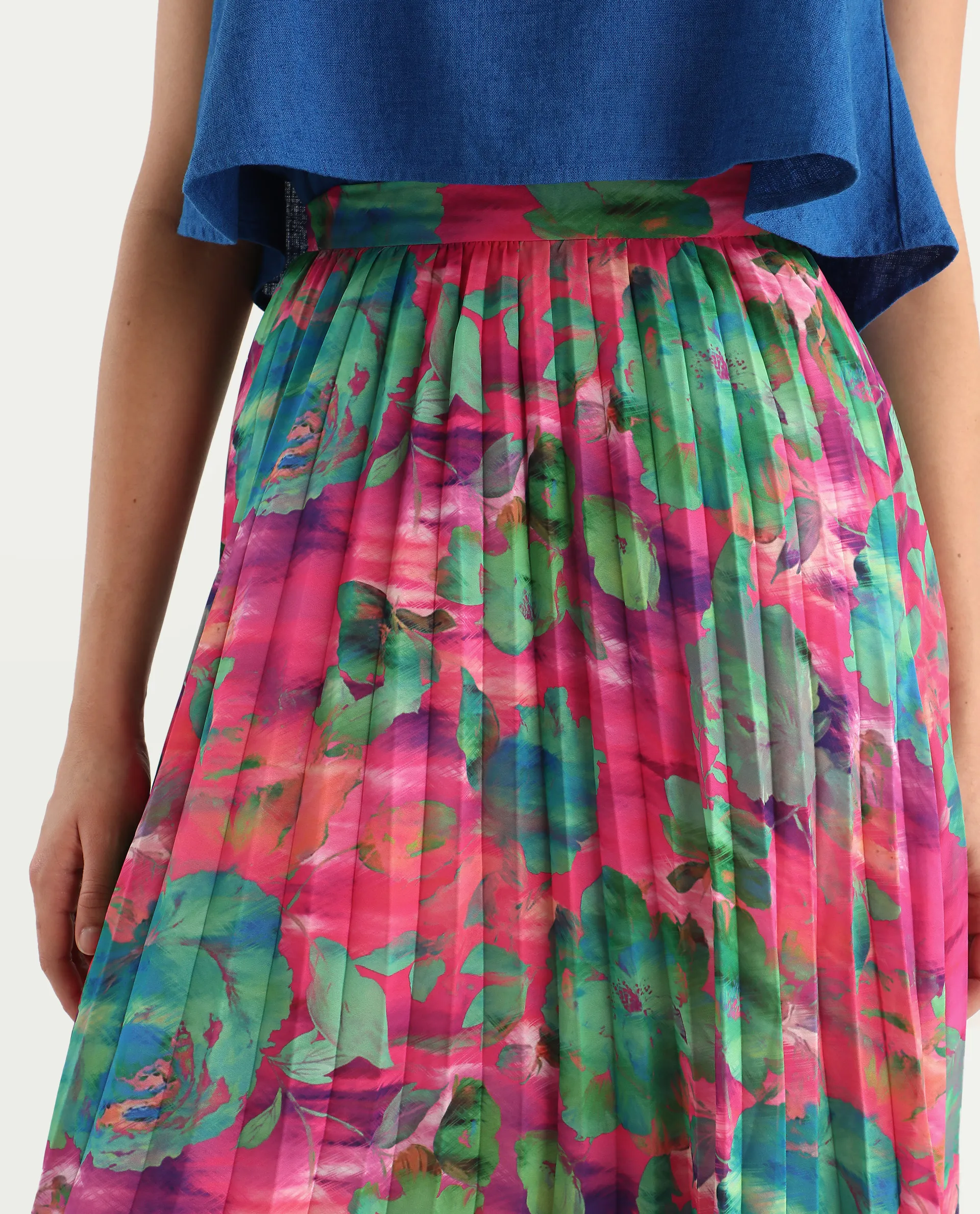 Rareism Women's Zasopi Multi Polyester Floral Print Midi Flared Skirt - Image 4
