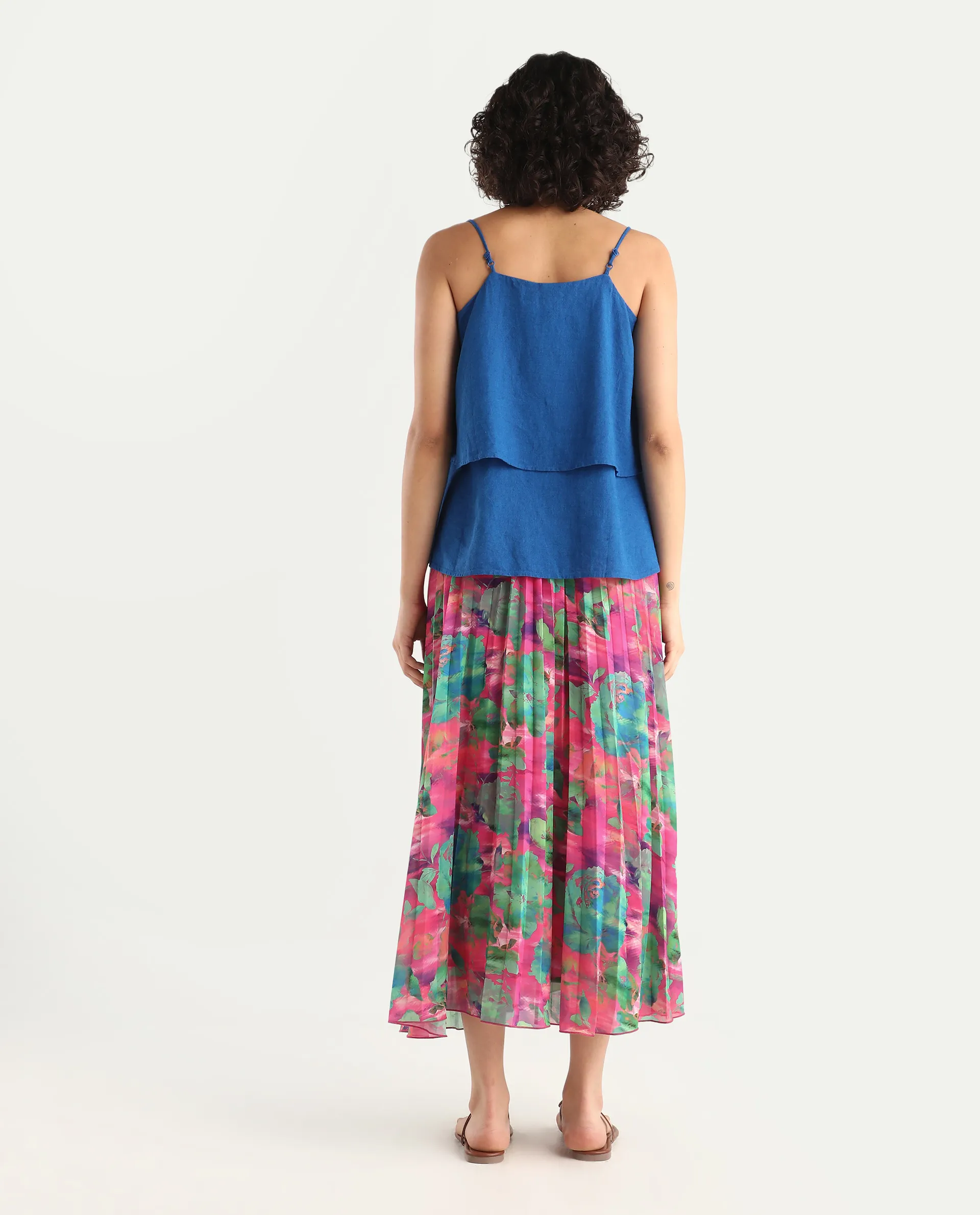 Rareism Women's Zasopi Multi Polyester Floral Print Midi Flared Skirt - Image 7