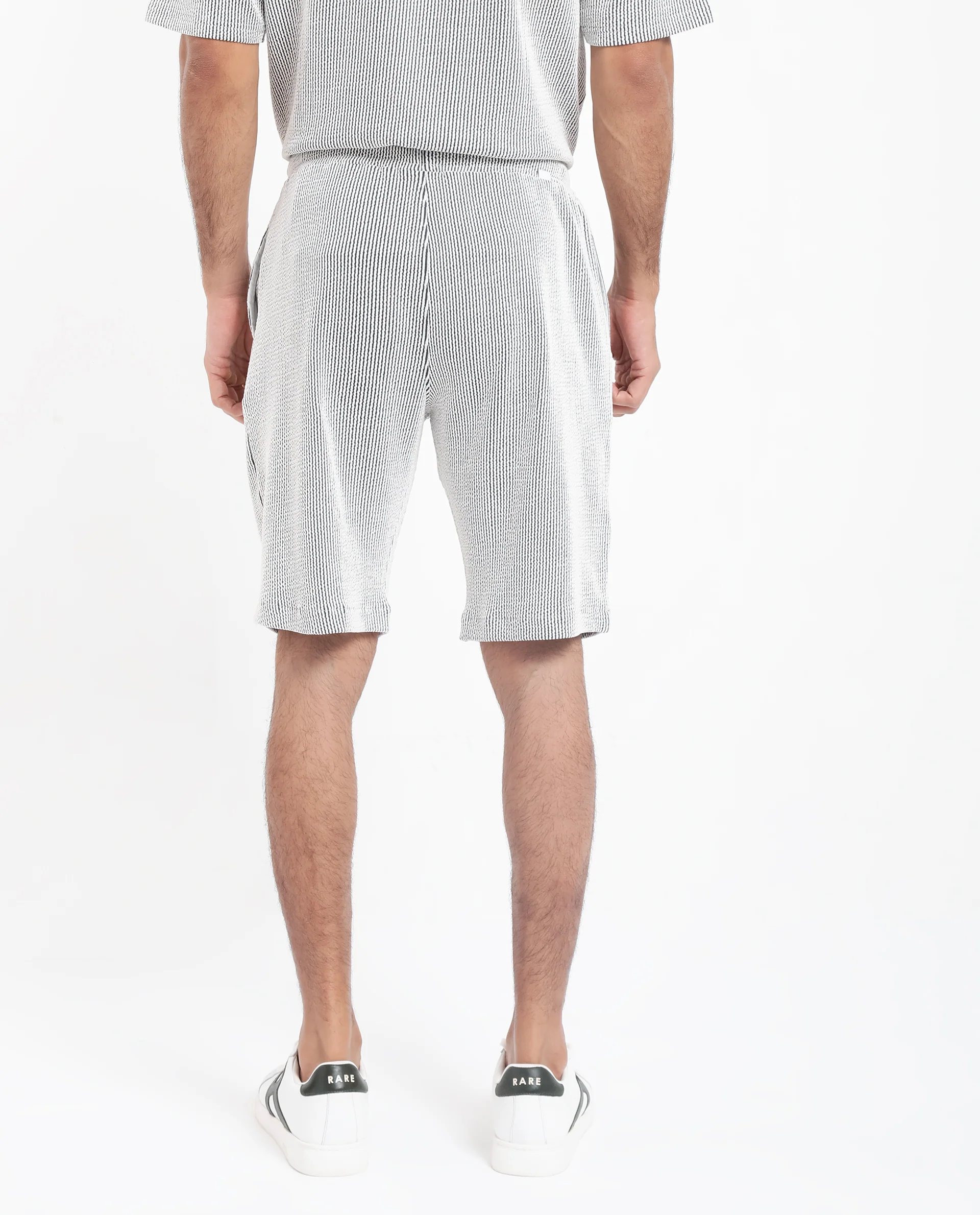 Rare Rabbit Men's Zavet-B Black Cotton Blend Striped Print Regular Fit Shorts - Image 7
