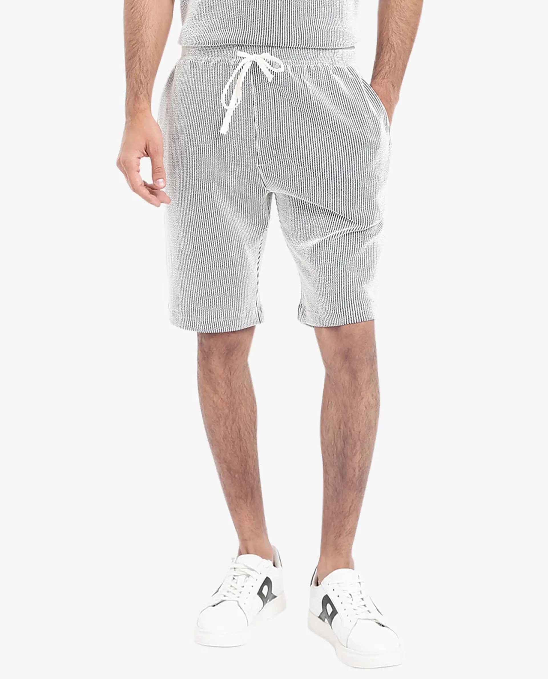 Rare Rabbit Men's Zavet-B Black Cotton Blend Striped Print Regular Fit Shorts - Image 8