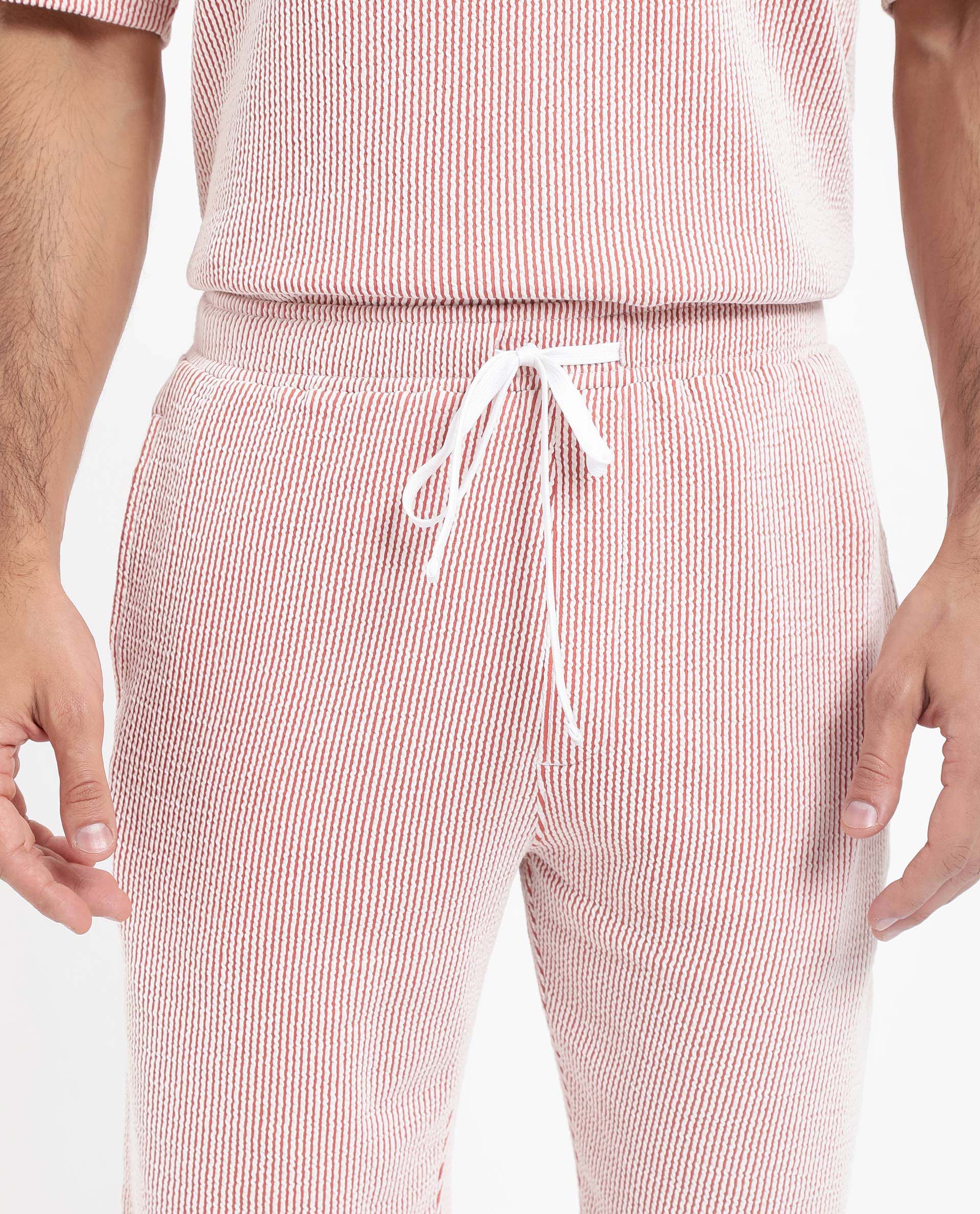 Rare Rabbit Men's Zavet-B Rust Cotton Blend Striped Print Regular Fit Shorts - Image 5