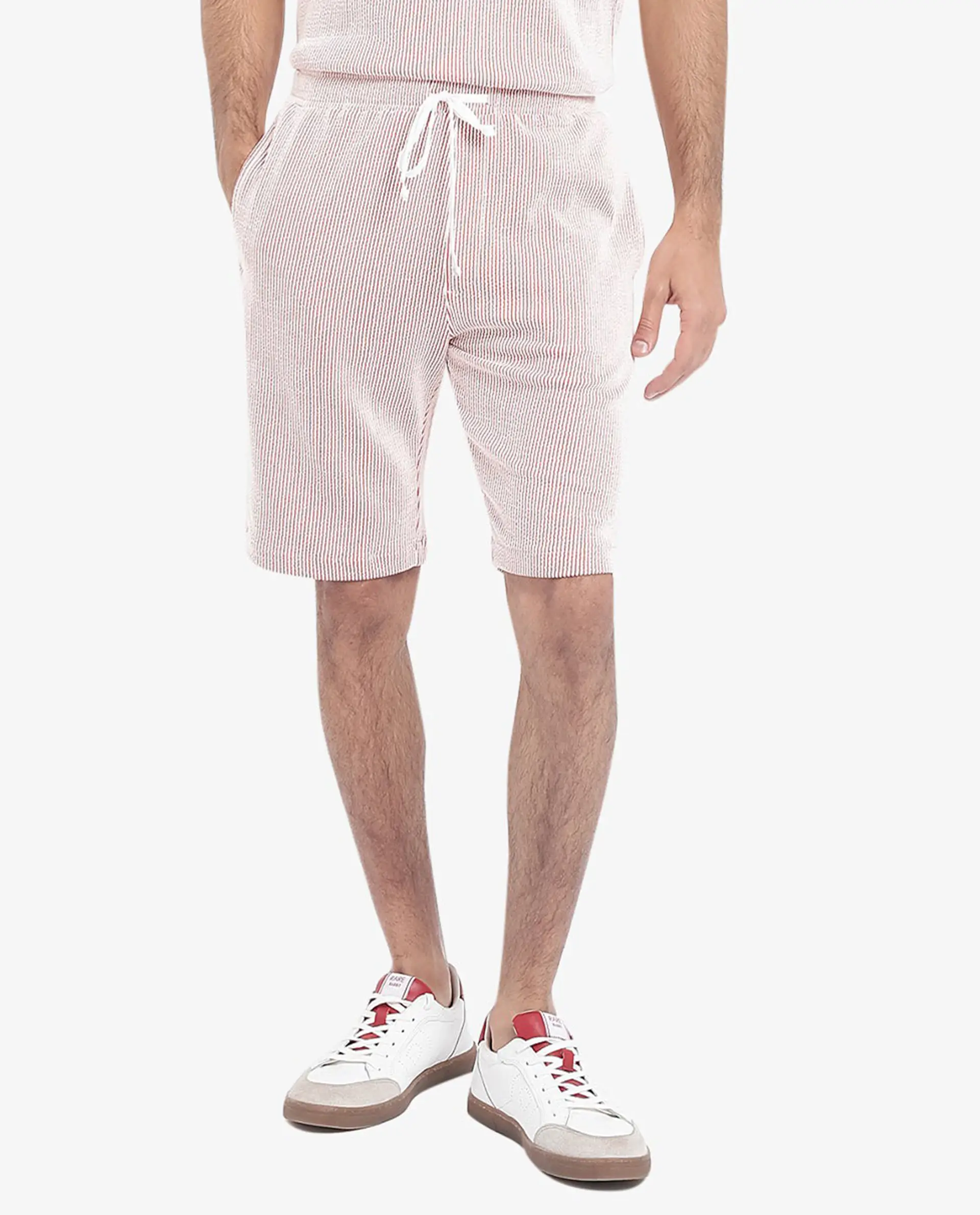 Rare Rabbit Men's Zavet-B Rust Cotton Blend Striped Print Regular Fit Shorts - Image 9