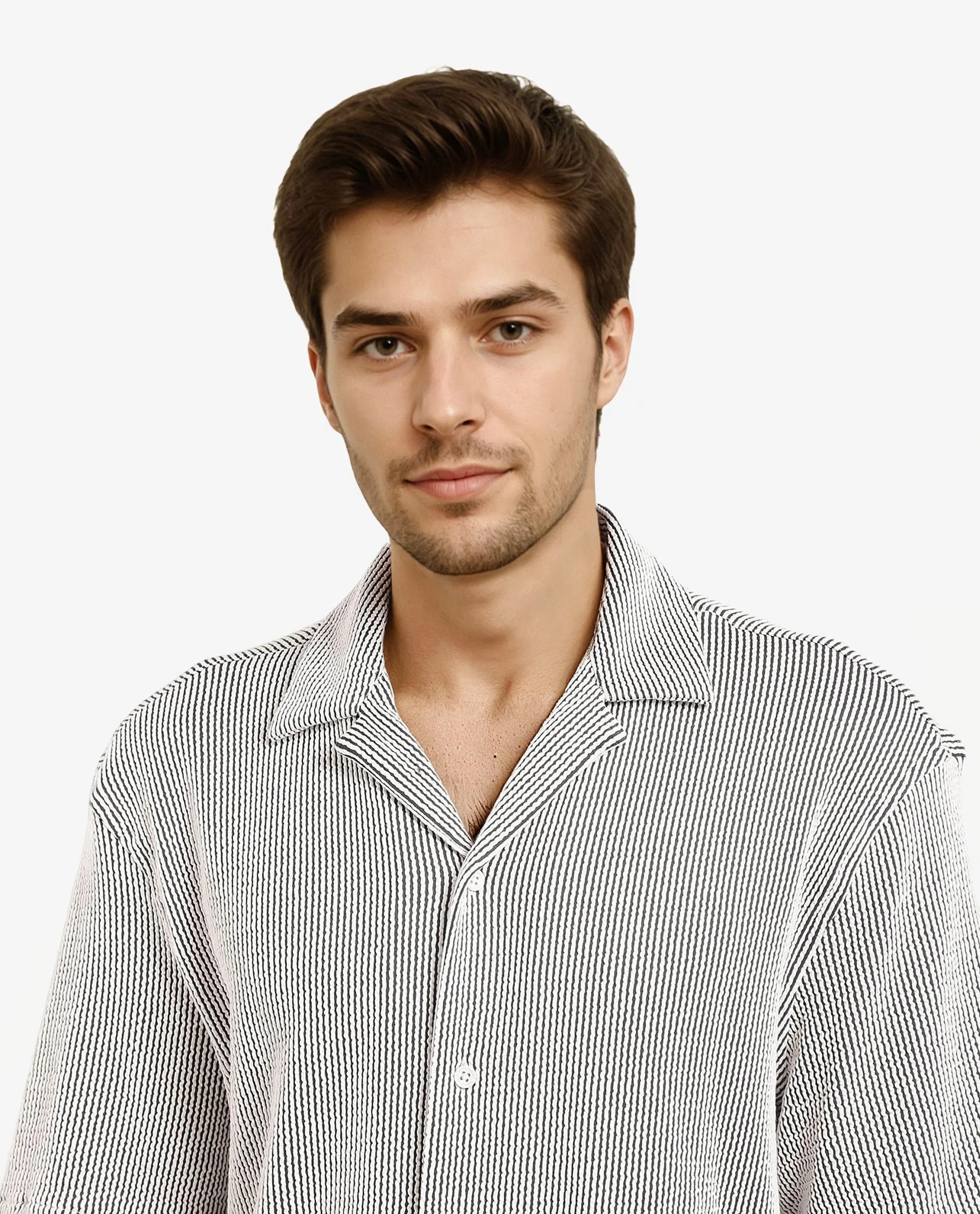 Rare Rabbit Men's Zavet-S Black Cotton Striped Print Boxy Fit Half Sleeve Cuban Collar Shirt - Image 2