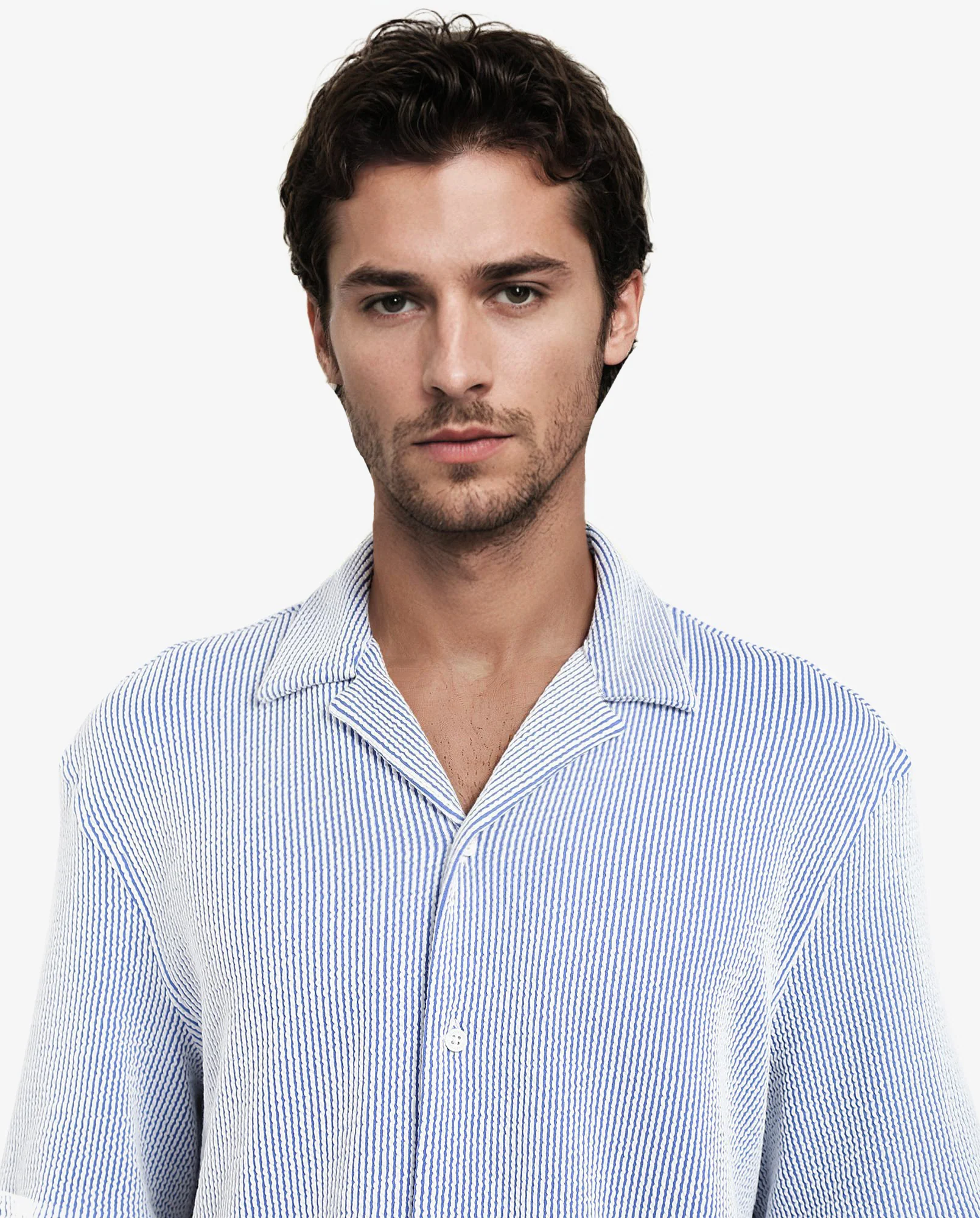 Rare Rabbit Men's Zavet-S Blue Cotton Striped Print Boxy Fit Half Sleeve Cuban Collar Shirt - Image 4