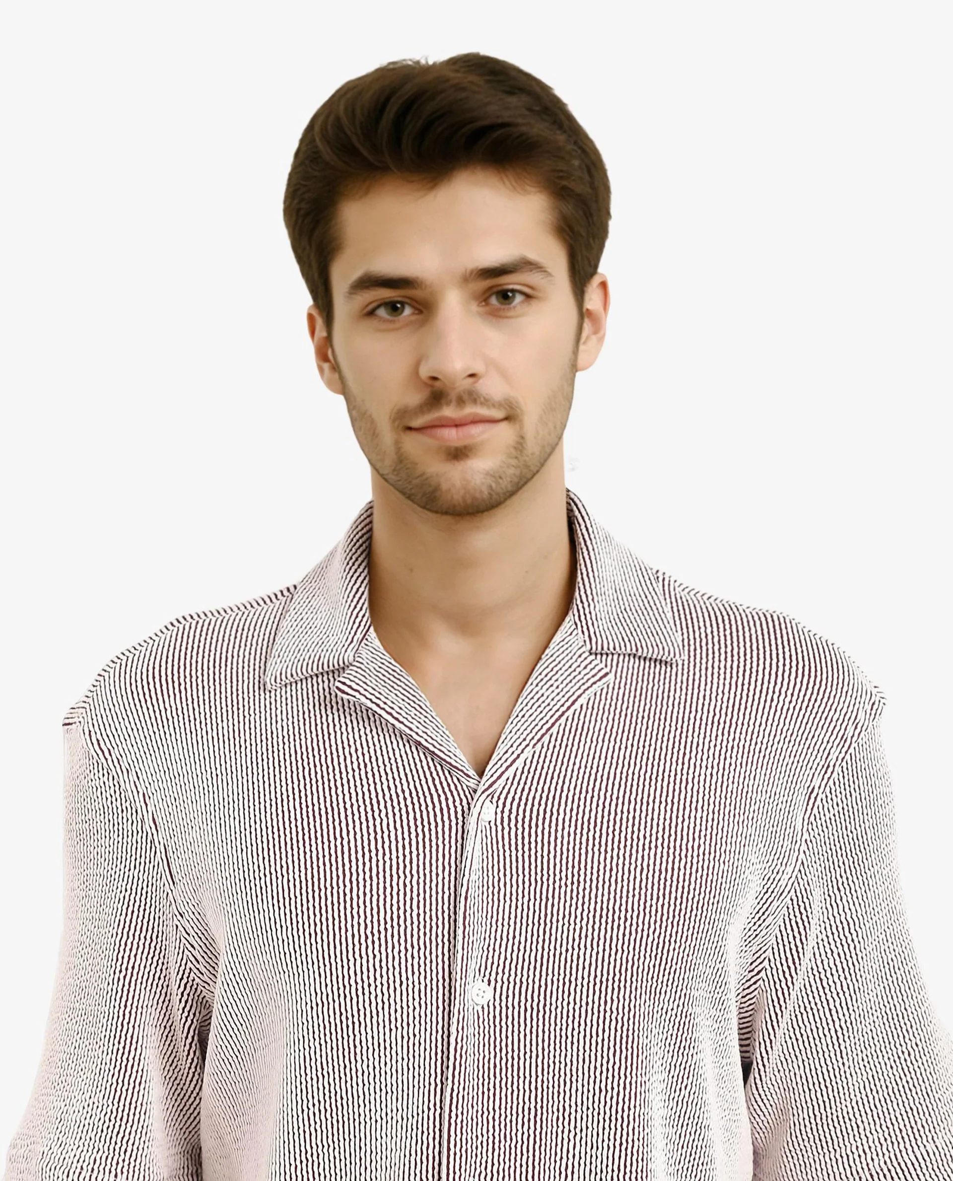 Rare Rabbit Men's Zavet-S Maroon Cotton Striped Print Boxy Fit Half Sleeve Cuban Collar Shirt - Image 2