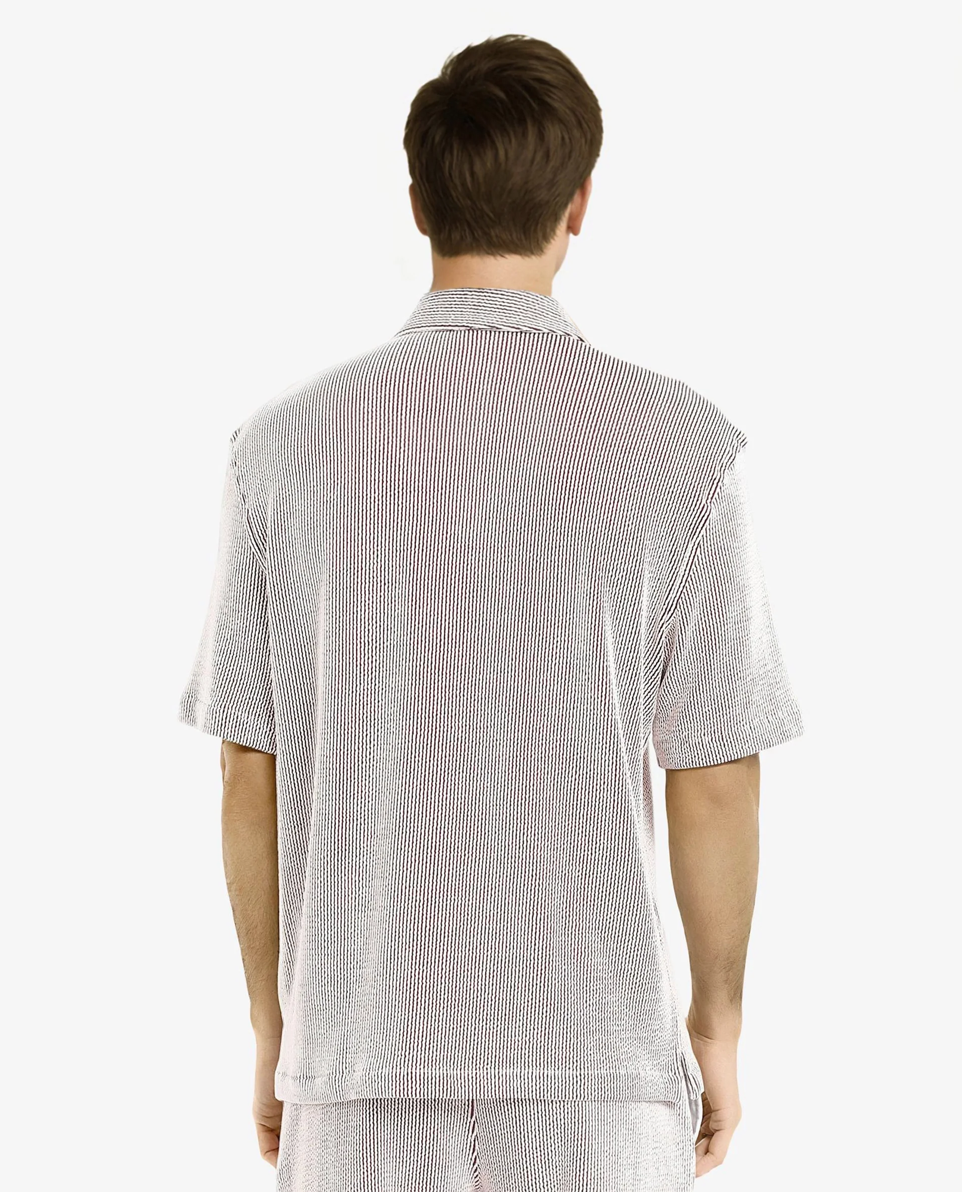 Rare Rabbit Men's Zavet-S Maroon Cotton Striped Print Boxy Fit Half Sleeve Cuban Collar Shirt - Image 5