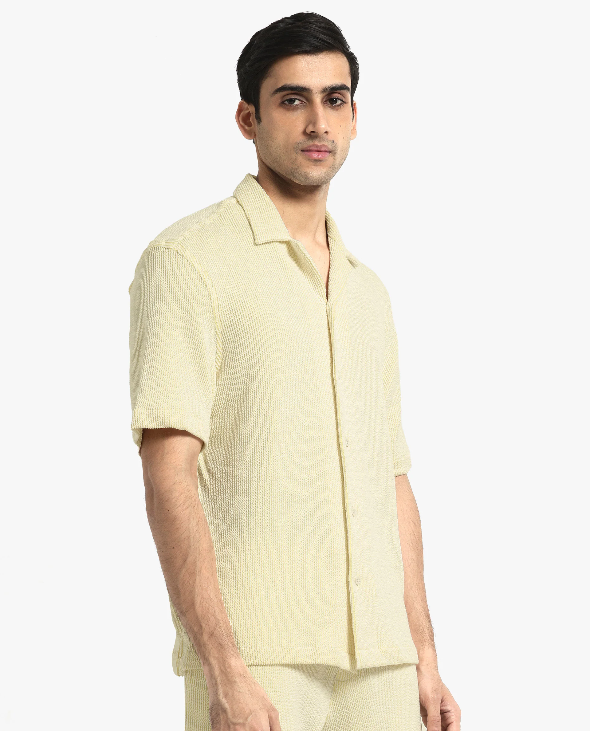Rare Rabbit Men's Zavet-S Yellow Cotton Striped Print Boxy Fit Half Sleeve Cuban Collar Shirt - Image 3