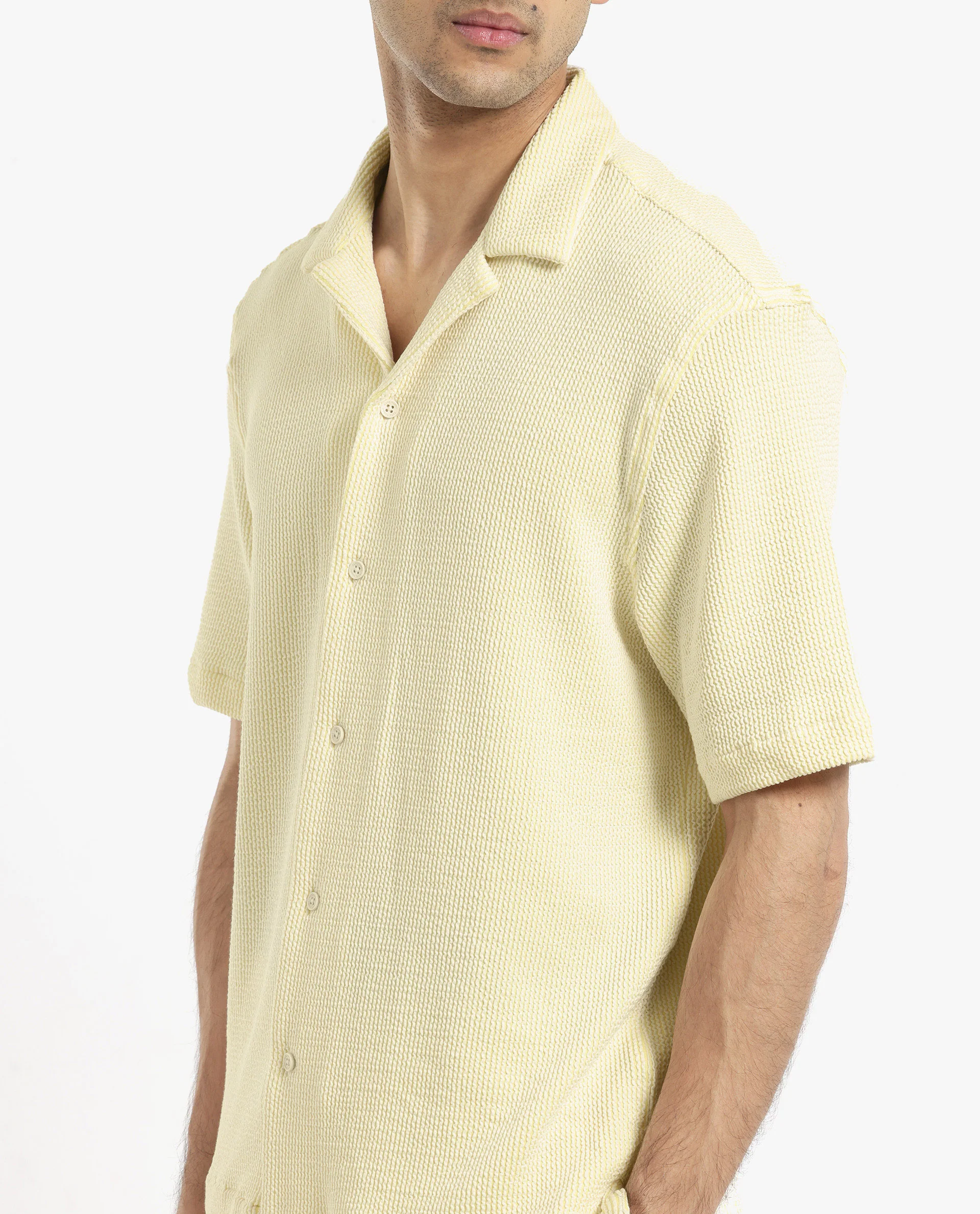 Rare Rabbit Men's Zavet-S Yellow Cotton Striped Print Boxy Fit Half Sleeve Cuban Collar Shirt - Image 4
